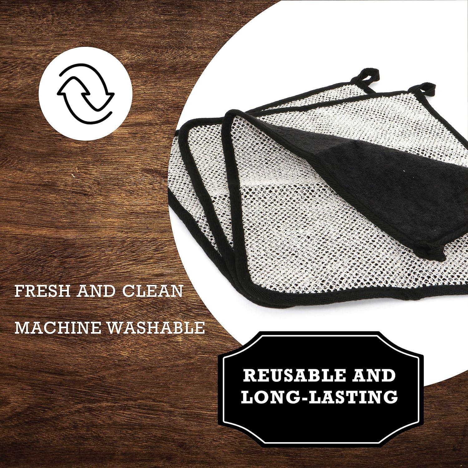 The Rustic Man Terry Wash Cloths for Face and Body, Dual-Sided Cleansing and Exfoliating Washcloths, Machine Wash, Black, 3 Count - Image 7