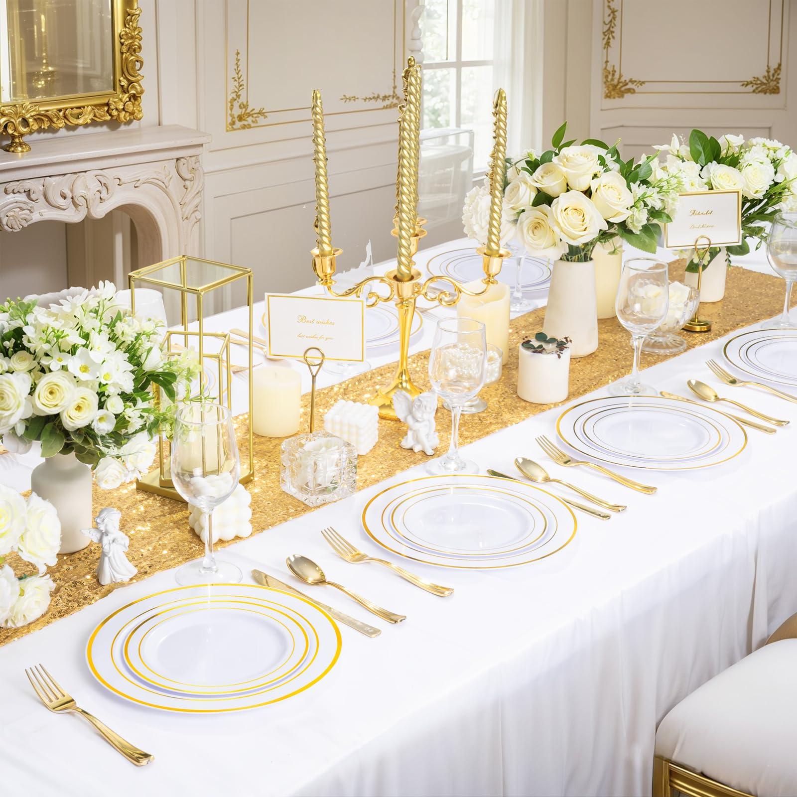 WDF300 Pieces Gold Plastic Silverware - Heavy Duty Disposable Gold Cutlery Set Plastic Gold Silverware Set Plastic Includes 100 Forks, 100 Spoons, 100 Knives for Party - Image 6