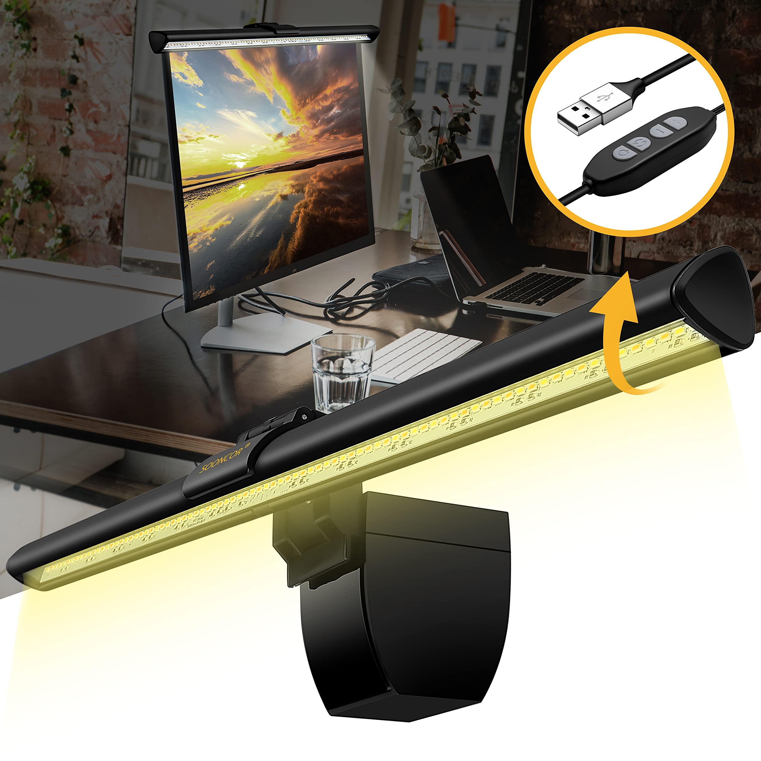 SOONCOR Computer Monitor Light Screen Light Bar e-Reading LED Task Lamp, 3 Color Modes, USB Powered,No Screen Glare, Dimmable Desktop Monitor Lamp for Desk/Office/Home - Image 2