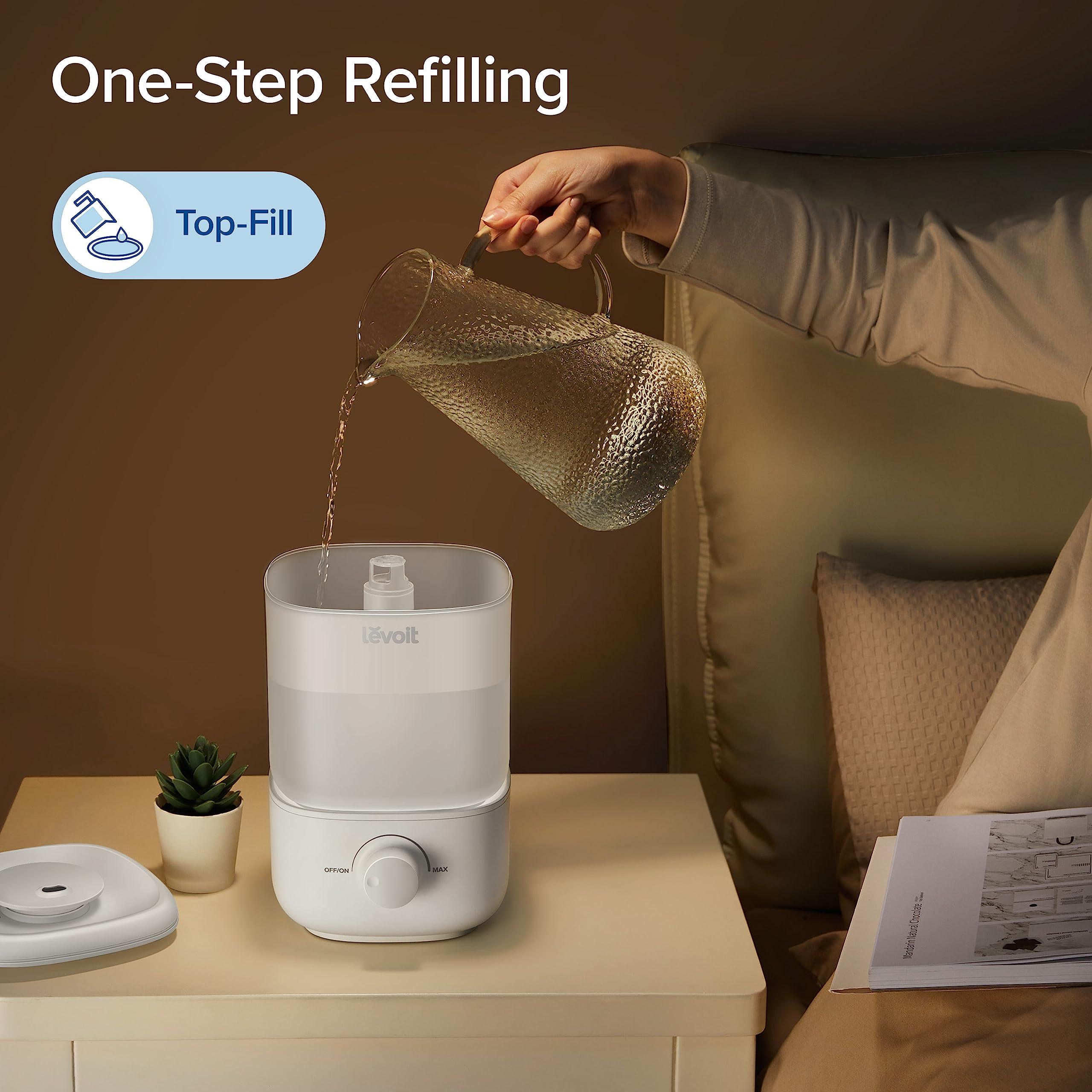 LEVOIT Top Fill Humidifiers for Bedroom, 2.5L Tank for Large Room, Easy to Fill & Clean, 28dB Quiet Cool Mist Air Humidifier for Home Baby Nursery & Plants, Auto Shut-off and BPA-Free for Safety, 25H - Image 2