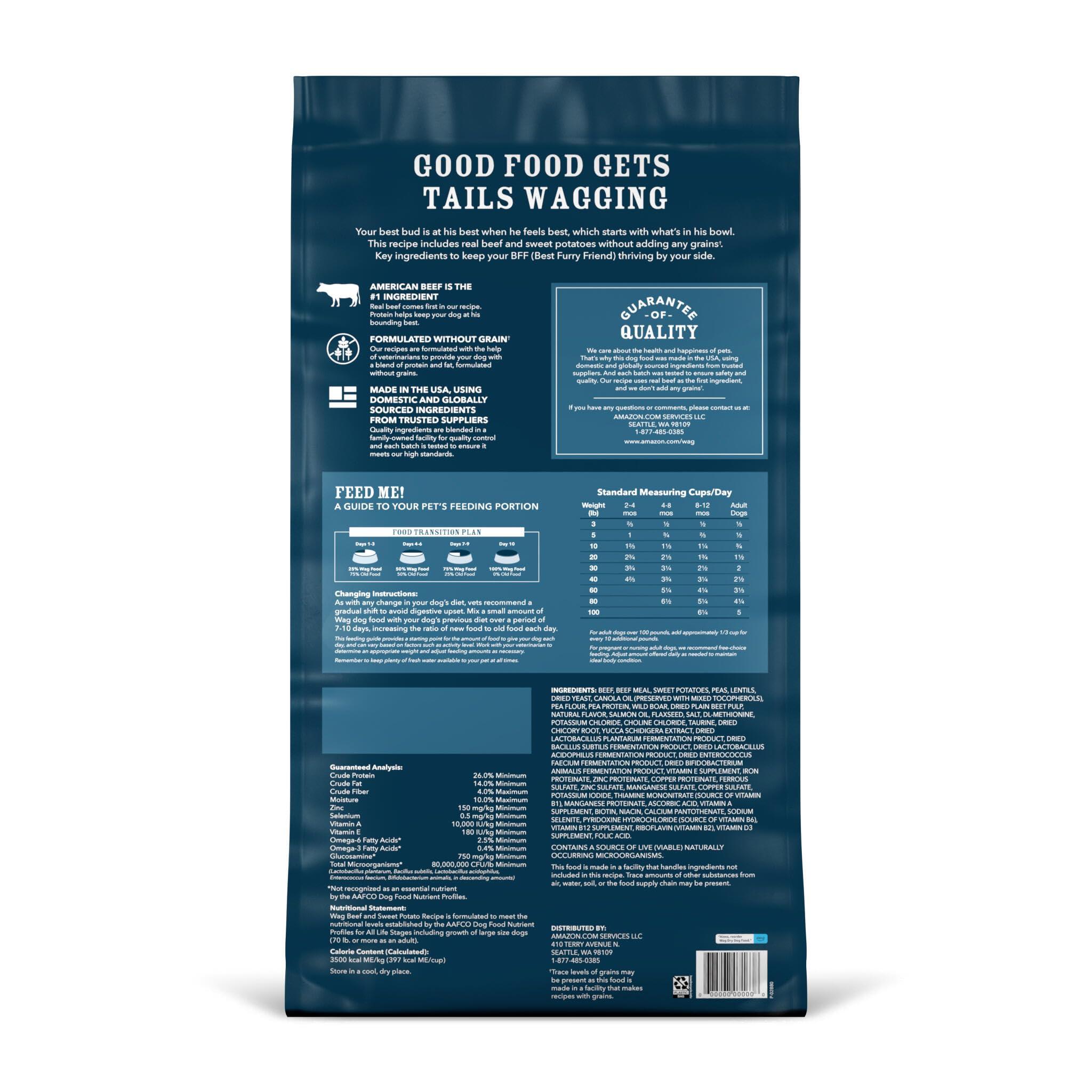 Amazon Brand - Wag Dry Dog Food Beef & Sweet Potato, Grain Free 24 lb Bag - Image 2