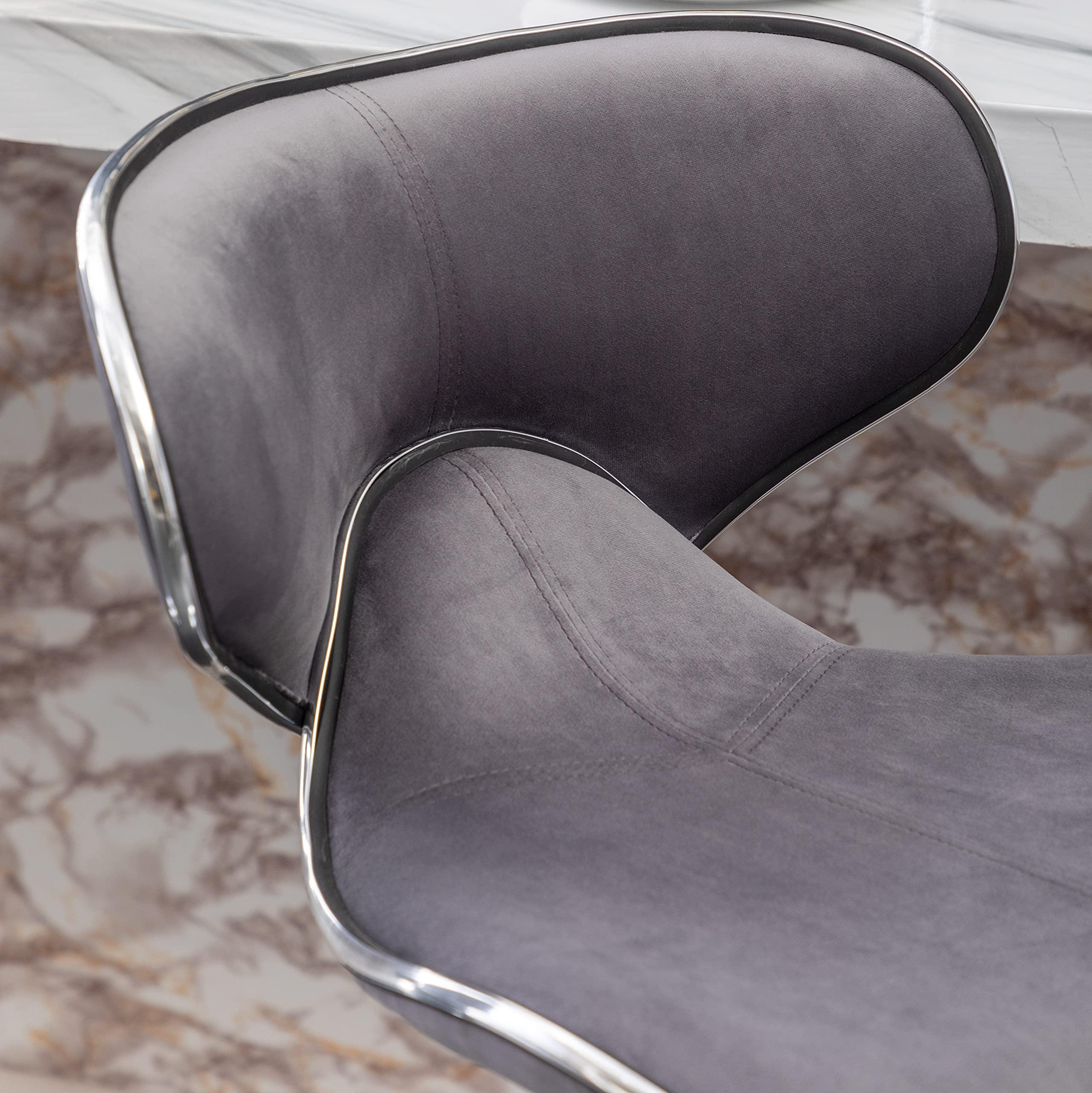 Roundhill Furniture Masaccio Velvet Upholstered Adjustable Swivel Barstool, Set of 2, Gray - Image 8