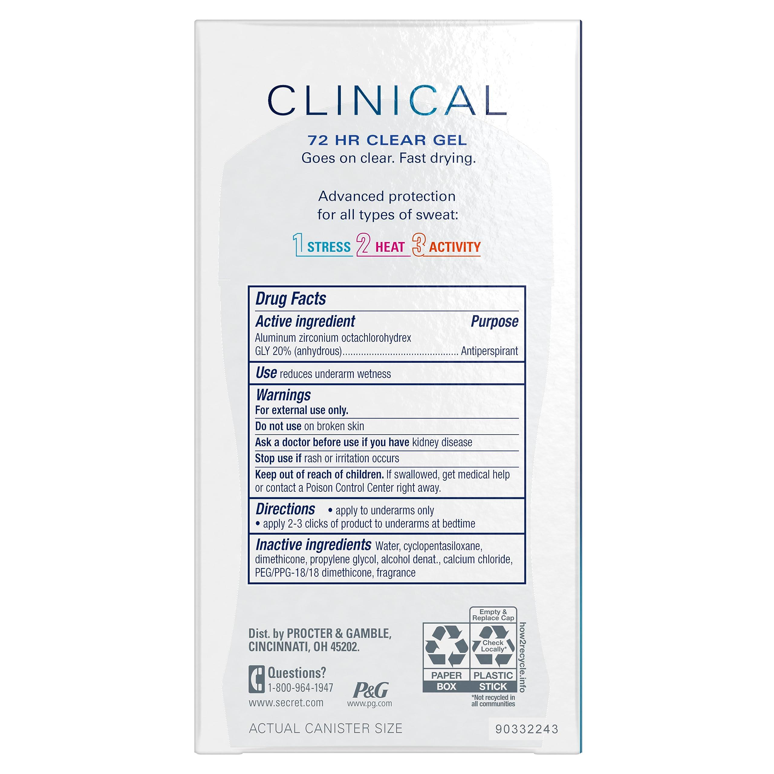 Secret Clinical Strength Antiperspirant Deodorant for Women, Stress Response, 3X Stress Protection, 72hr Sweat & Odor Protection, PH Balancing Minerals, Clear Gel, 1.6 oz (Pack of 3) - Image 15