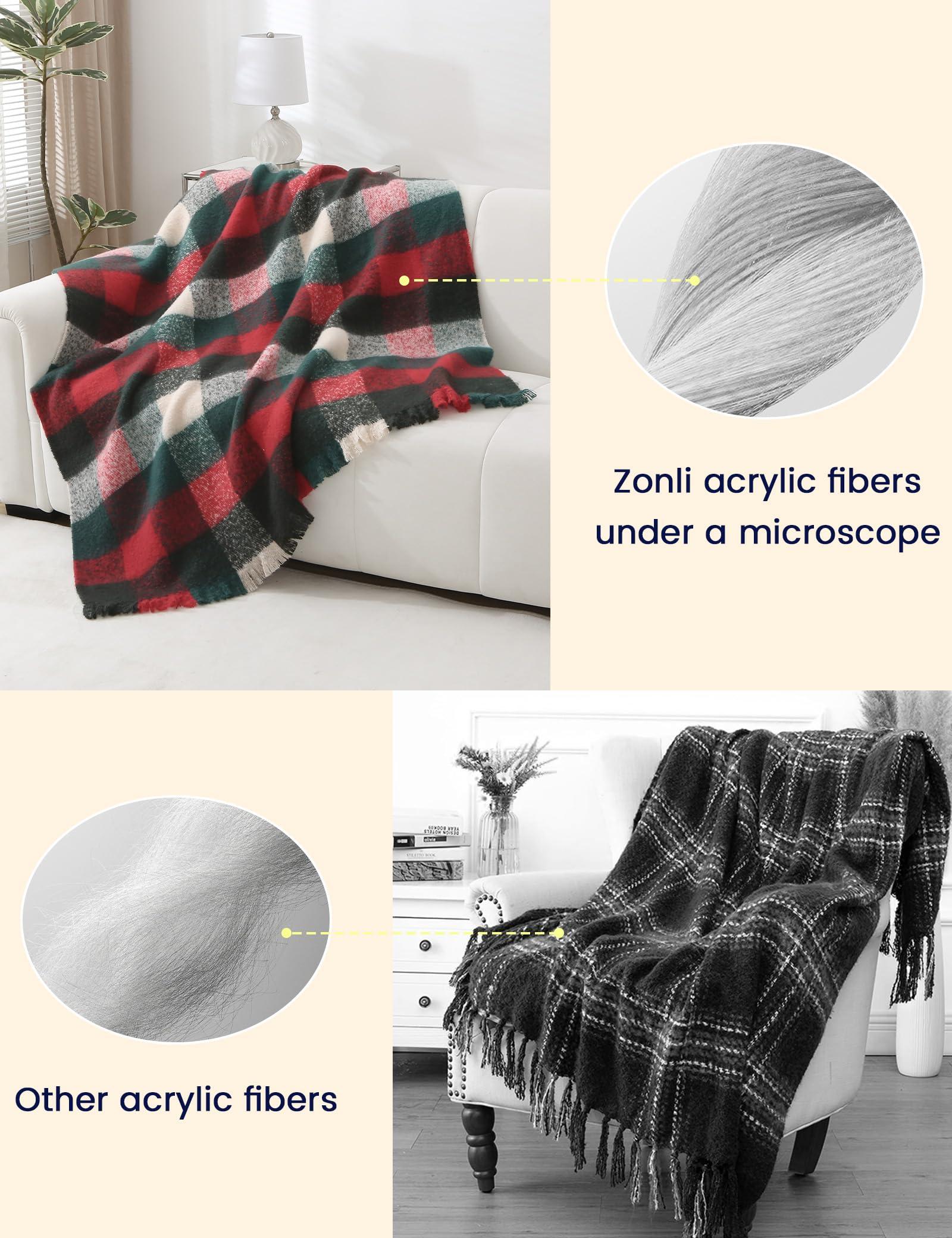 ZonLi Christmas Plaid Throw Blanket, 50" x 60" Decorative Blankets, Decorative Vintage Blankets with Tassel for Couch, Bed, Sofa, Chair, Outdoor, Cozy Warm Lightweight Farmhouse Blankets - Image 8