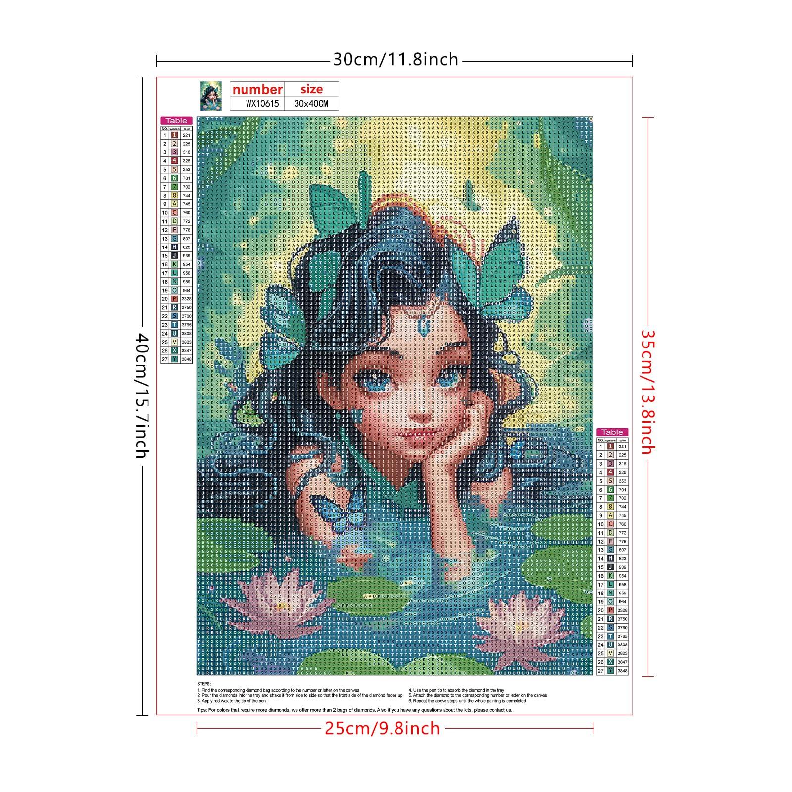 Lxmsja Cartoon Diamond Art Kits for Adults, Flowers DIY Full Drill Diamond Painting Kits for Beginners, 5D Gem Art Crafts for Adults, Home Wall Decor 12x16 inch - Image 6