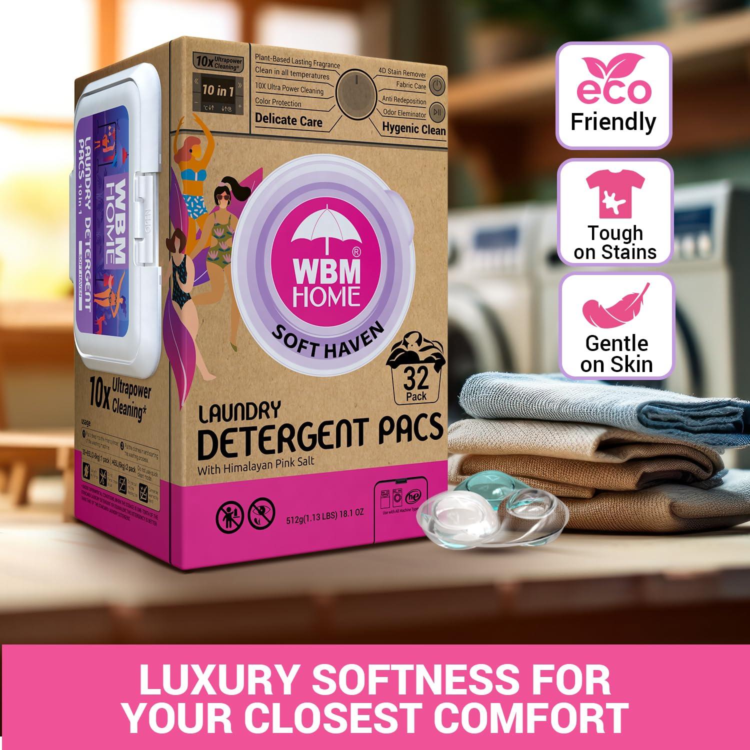 WBM Laundry Pods, 32 Count | Specially Designed for Undergarments With Soft Heaven Fragrance | Laundry Detergent Pods Formulated With Plant-Based Formula and Gentle Stain Remover - Image 5