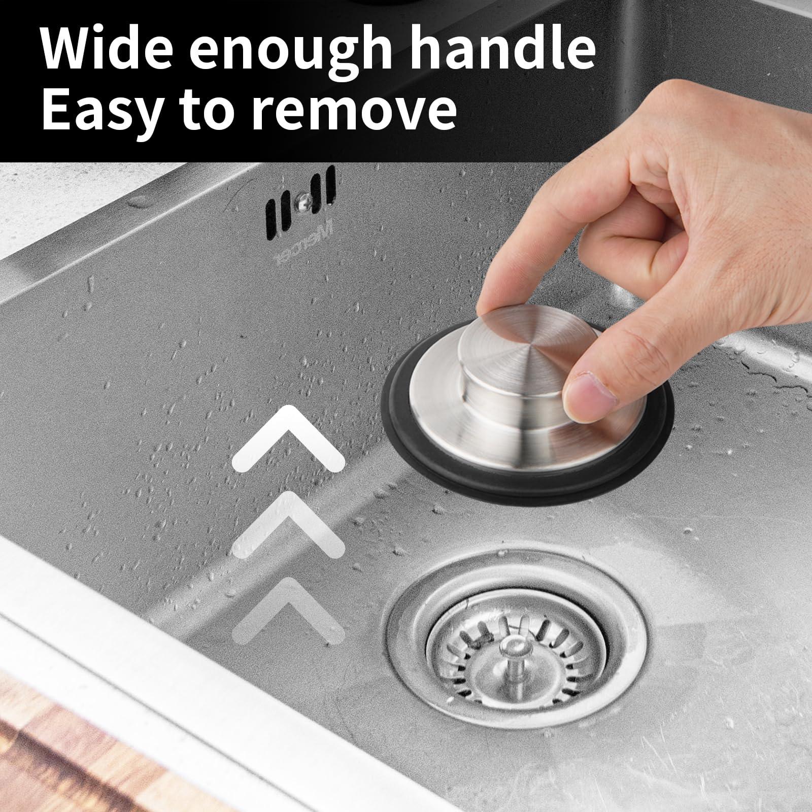 Tifanso Kitchen Sink Drain Stopper Cover, 2PCS Stainless Steel Garbage Disposal Stopper 3.34 Inch Drain Plug, Fits Standard Kitchen Sink Size of 3-1/2 Inch - Image 4