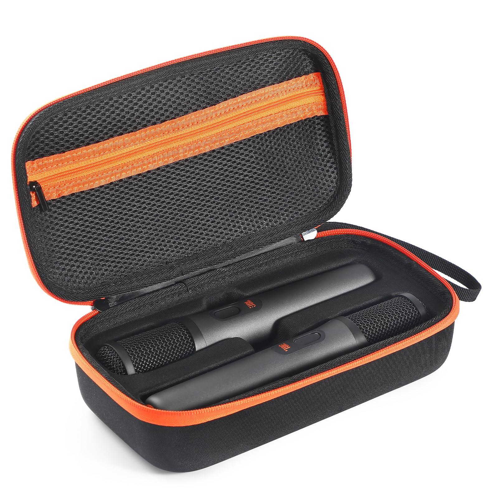 XBERSTAR Microphone Case for JBL Partybox Encore, Portable Organizer, Dual Mic Travel Case, Battery Version