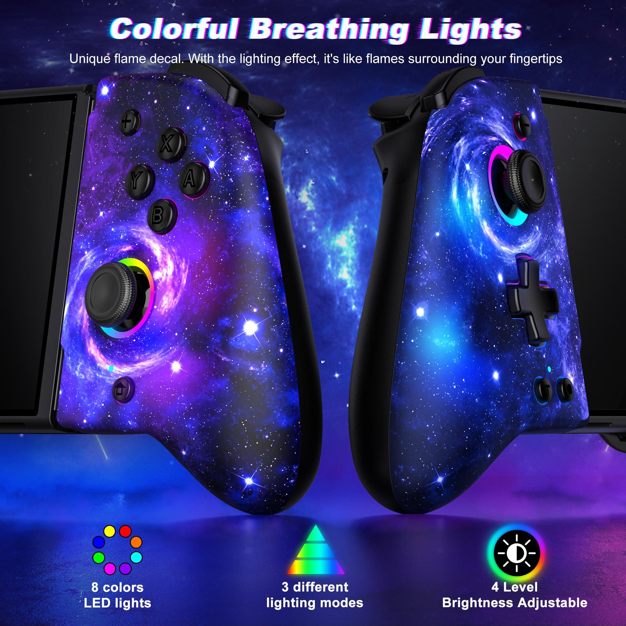 Gammeefy Switch Controllers, Hall Effect Joystick Switch Joypad forSwitch/OLED, Full-Size Grip Wireless Switch Pro Controller with 9 Color Lights. Ideal for Those Who Prefer Handheld Mode Wii Skins - Image 3