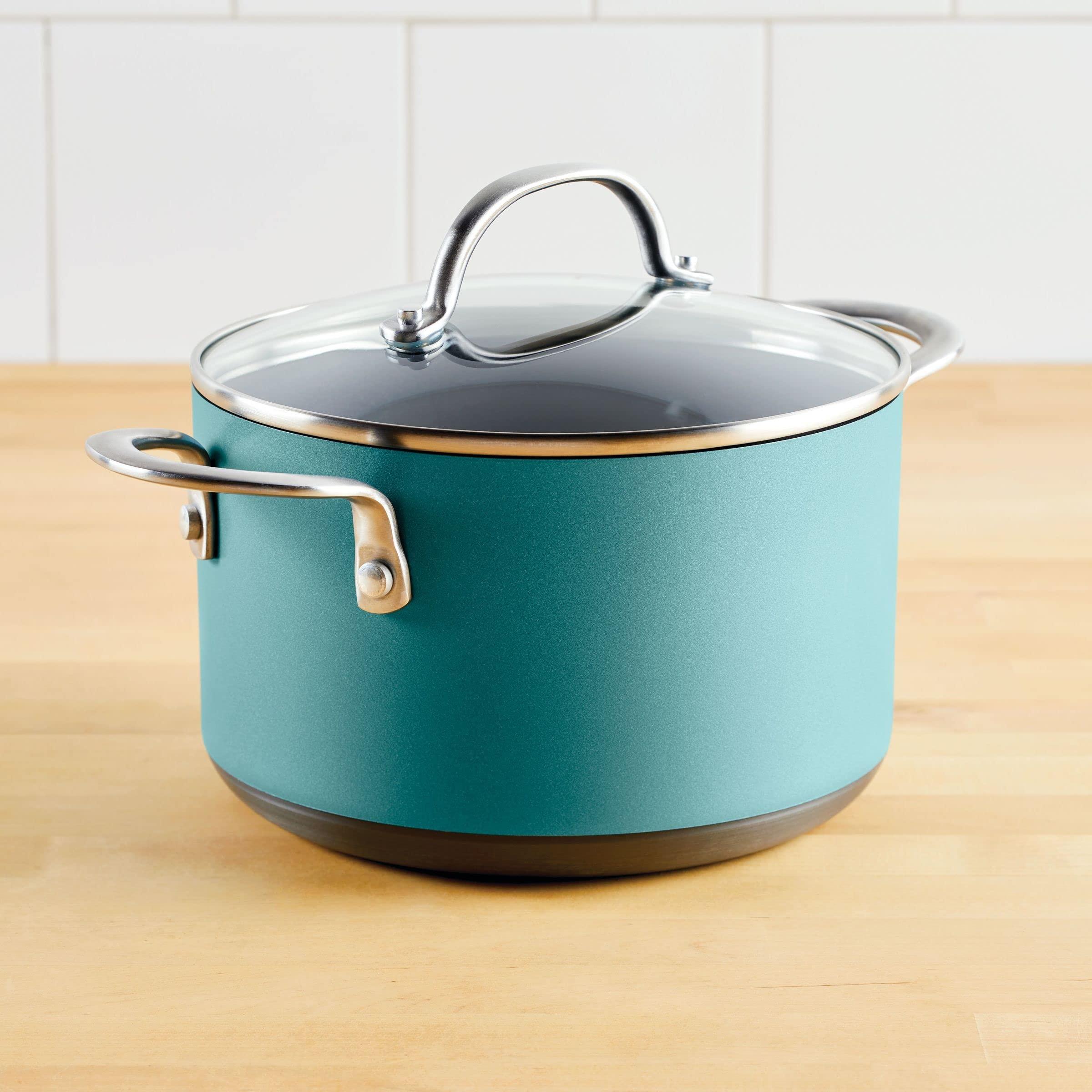 Anolon Achieve Hard Anodized Nonstick Saucepot with Lid, 4 Quart, Teal - Image 9