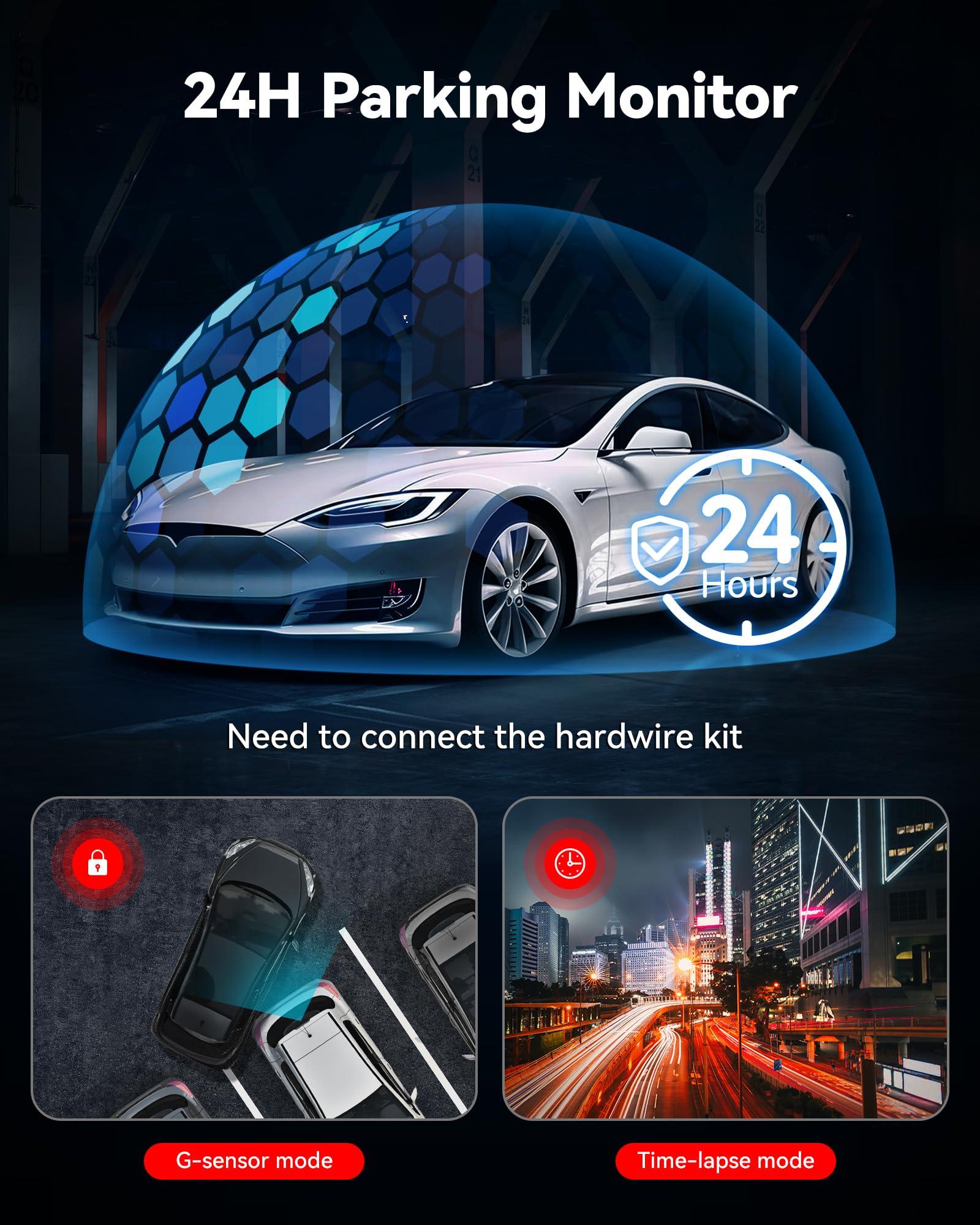 REDTIGER Dash Cam Front Rear, 4K/2.5K Full HD Dash Camera for Cars, Included 32GB Card, Built-in Wi-Fi GPS, APP Control, IPS Screen, Night Vision, Wide Angle, WDR, 24H Parking Mode(F7NP) - Image 6