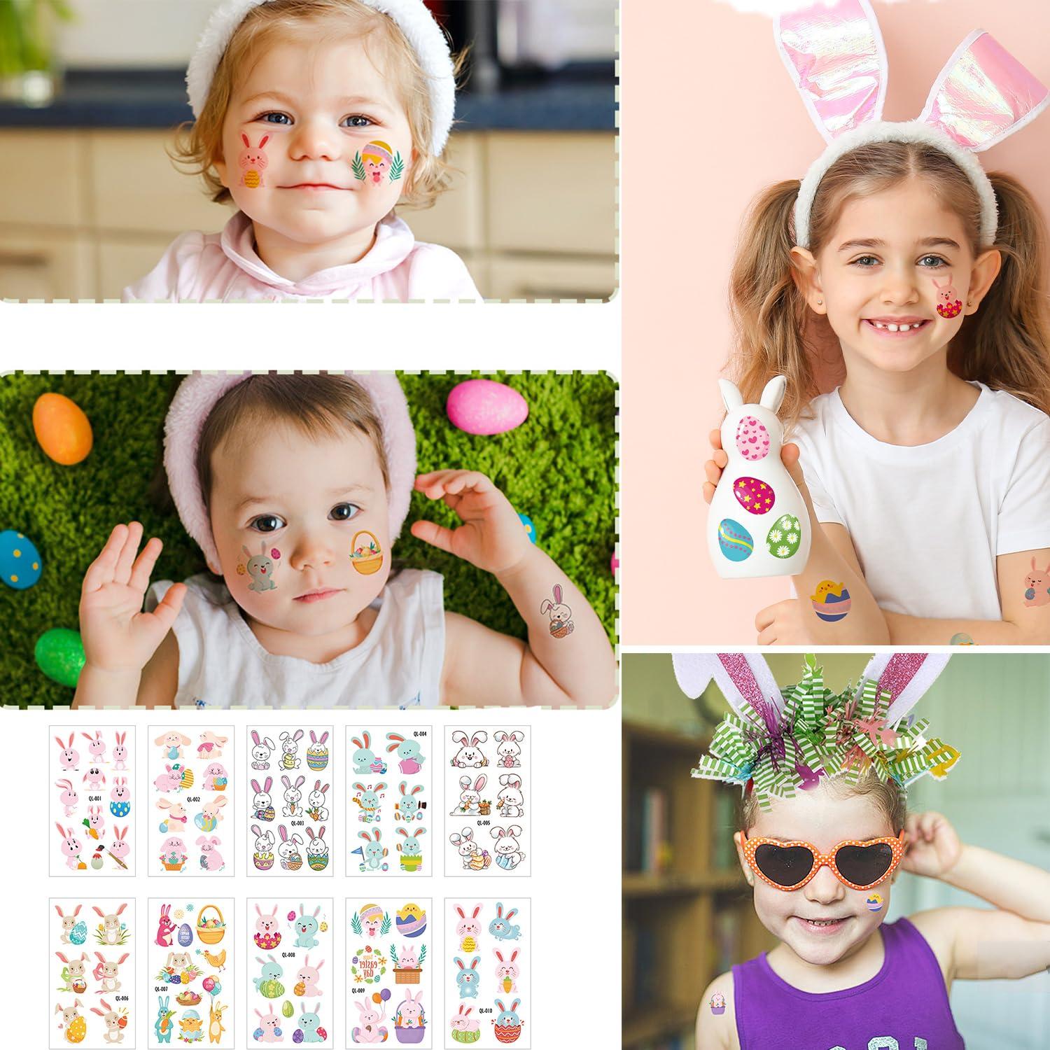 Happy Easter Day Headband Cute Colorful Headband with Easter Themed Bracelet and Easter Temporary Tattoos Stickers Easter Supplies Kit - Image 4