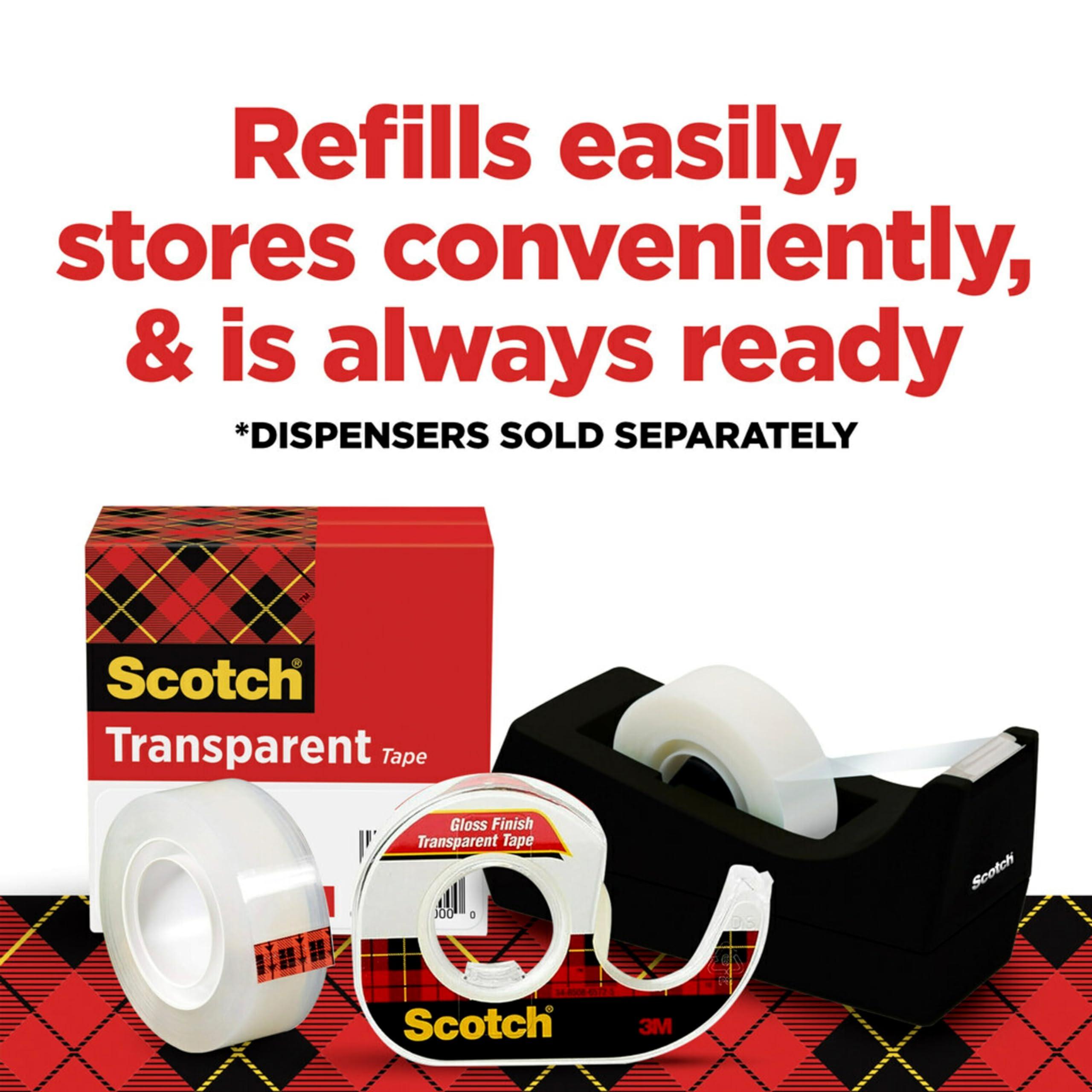 Scotch Transparent Tape, Clear Tape Engineered for Office and Home Use, 1 Inch Core 3/4 in x 1000 in, 3 Boxes - Image 7