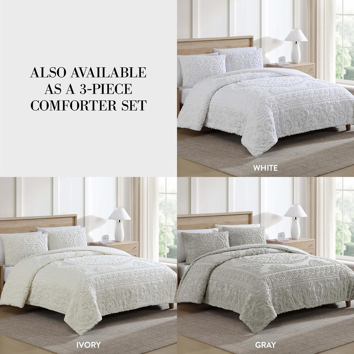 Beatrice Home Fashions Medallion Chenille Bedspread, Standard Sham, Ivory - Image 6
