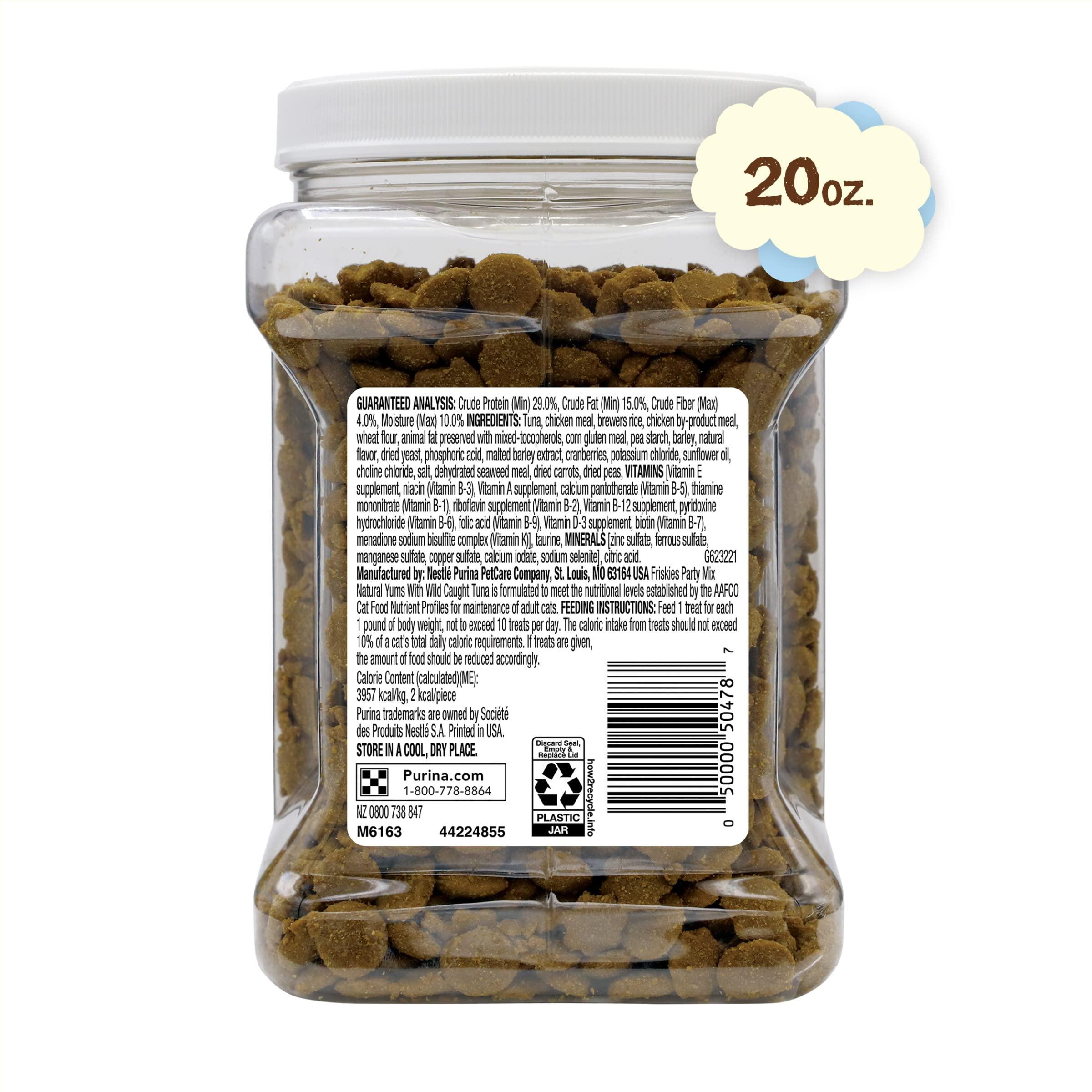 Purina Friskies Natural Cat Treats, Party Mix Natural Yums With Wild Caught Tuna and added vitamins, minerals and nutrients - 20 oz. Canister - Image 6