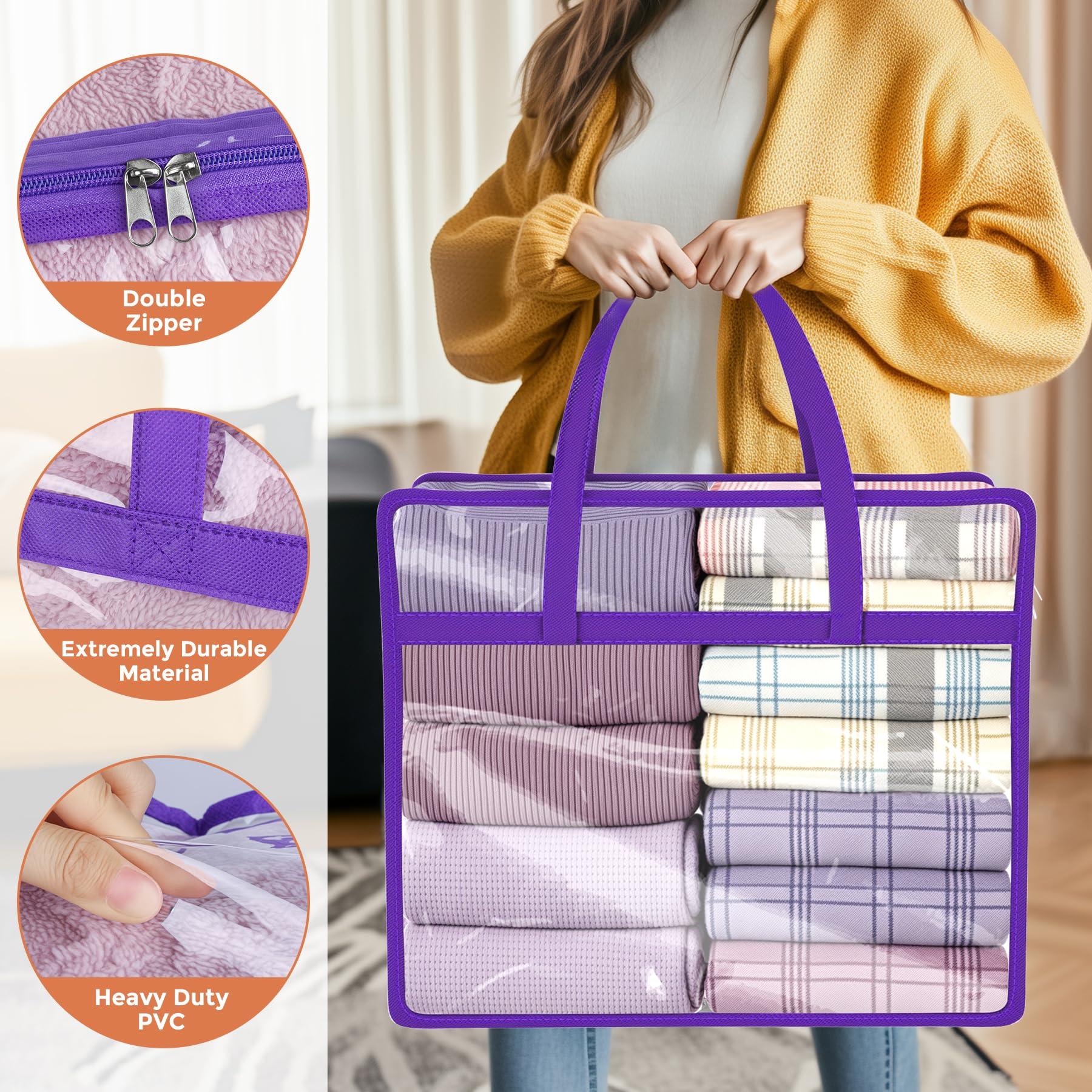 Budding Joy 6 Pack Clear Zippered Storage Bags for Clothes,40L Closet Organizers and Storage Containers Vinyl Moving Bag for Bedding, Linen, Blankets, Comforters, Clothing & Toys - Image 3