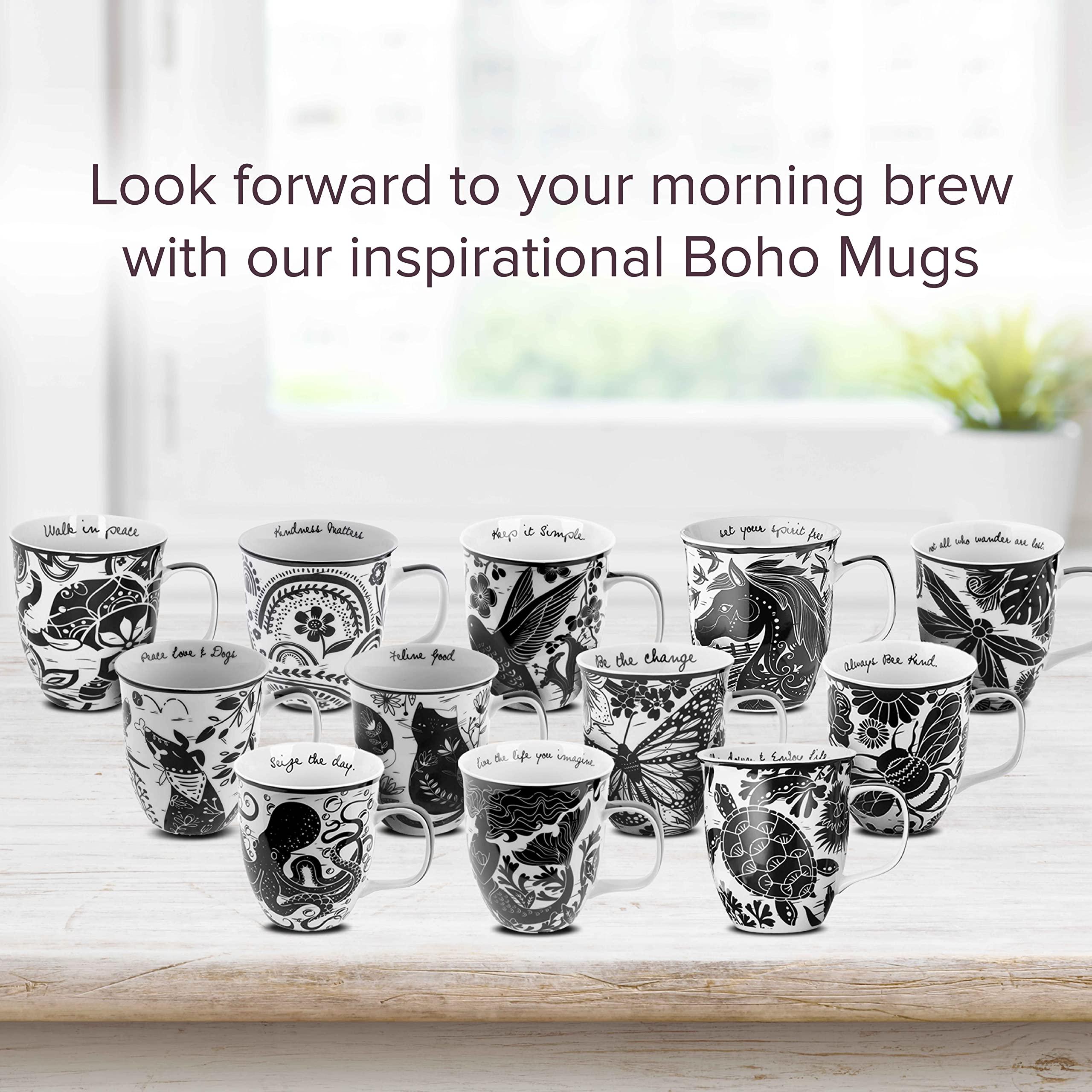 Karma Gifts 16 oz Black and White Boho Mug Butterfly - Cute Coffee and Tea Mug - Ceramic Coffee Mugs for Women and Men - Image 7