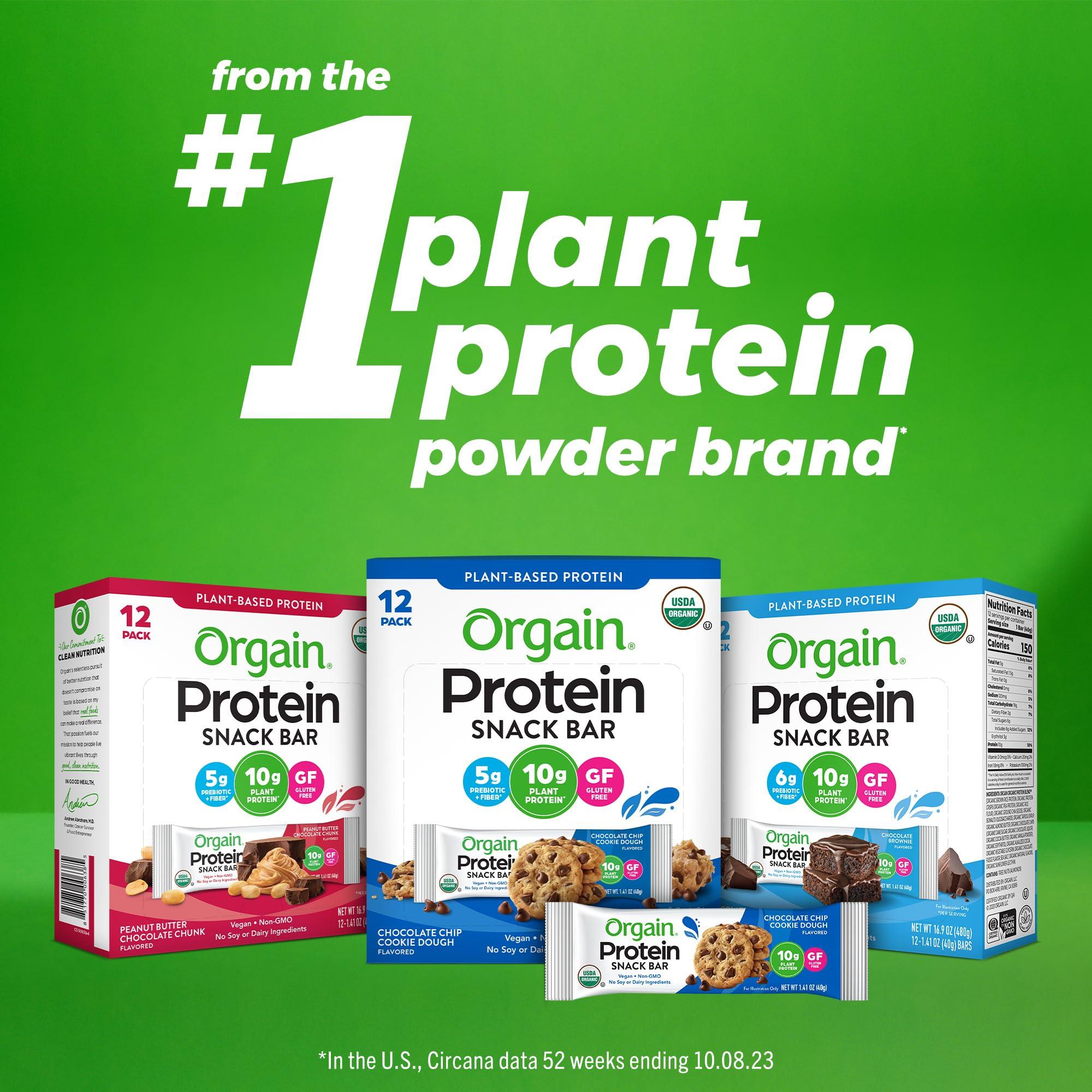 Orgain Organic Vegan Protein Bars, Peanut Butter Chocolate Chunk - 10g Plant Based Protein, Low Calorie Healthy Snacks, No Lactose or Soy Ingredients, Gluten Free, Non-GMO - 1.41 Oz (Pack of 12) - Image 4