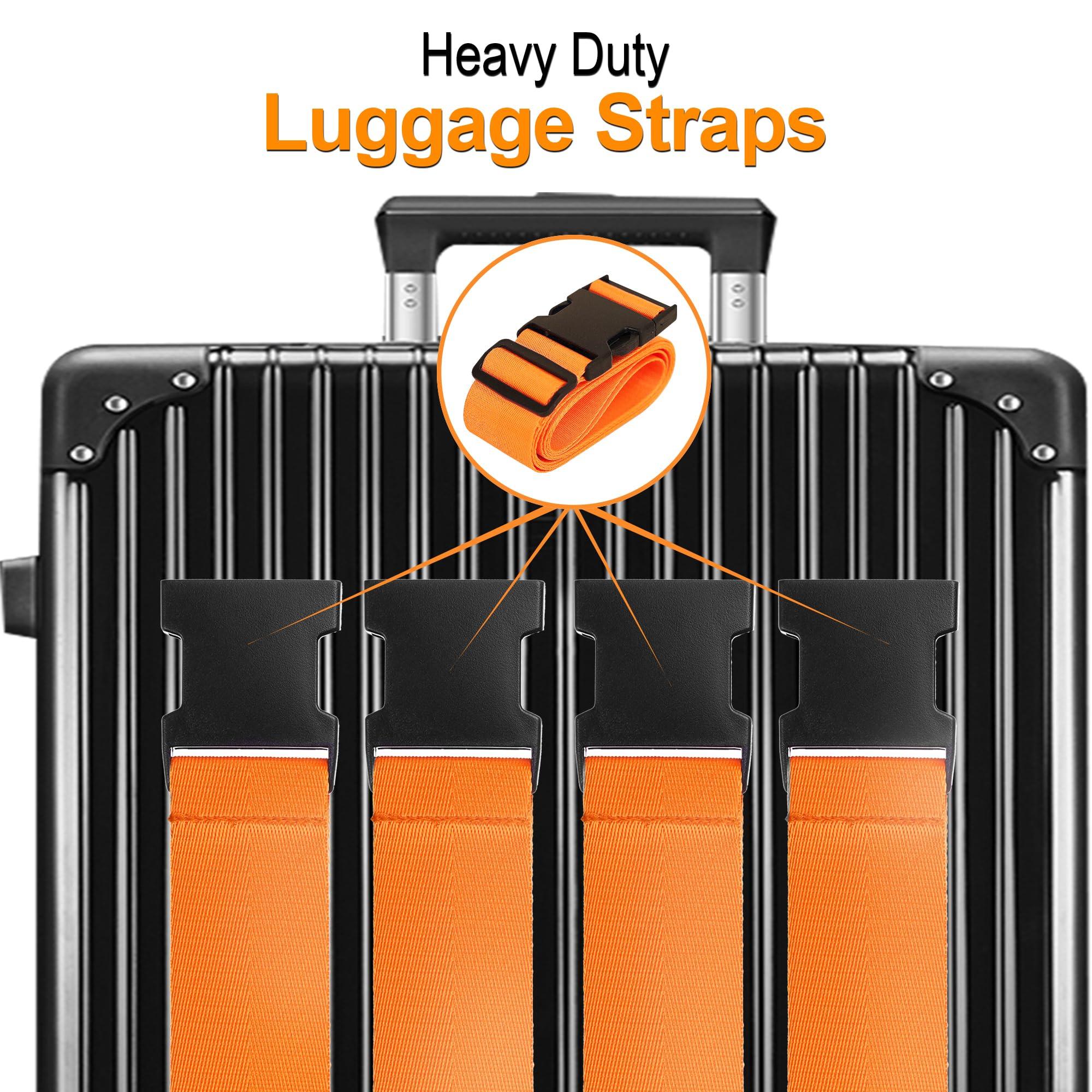 Luggage Straps for Suitcases TSA Approved Travel Belt 4 Pack by Chelmon(Orange) - Image 3