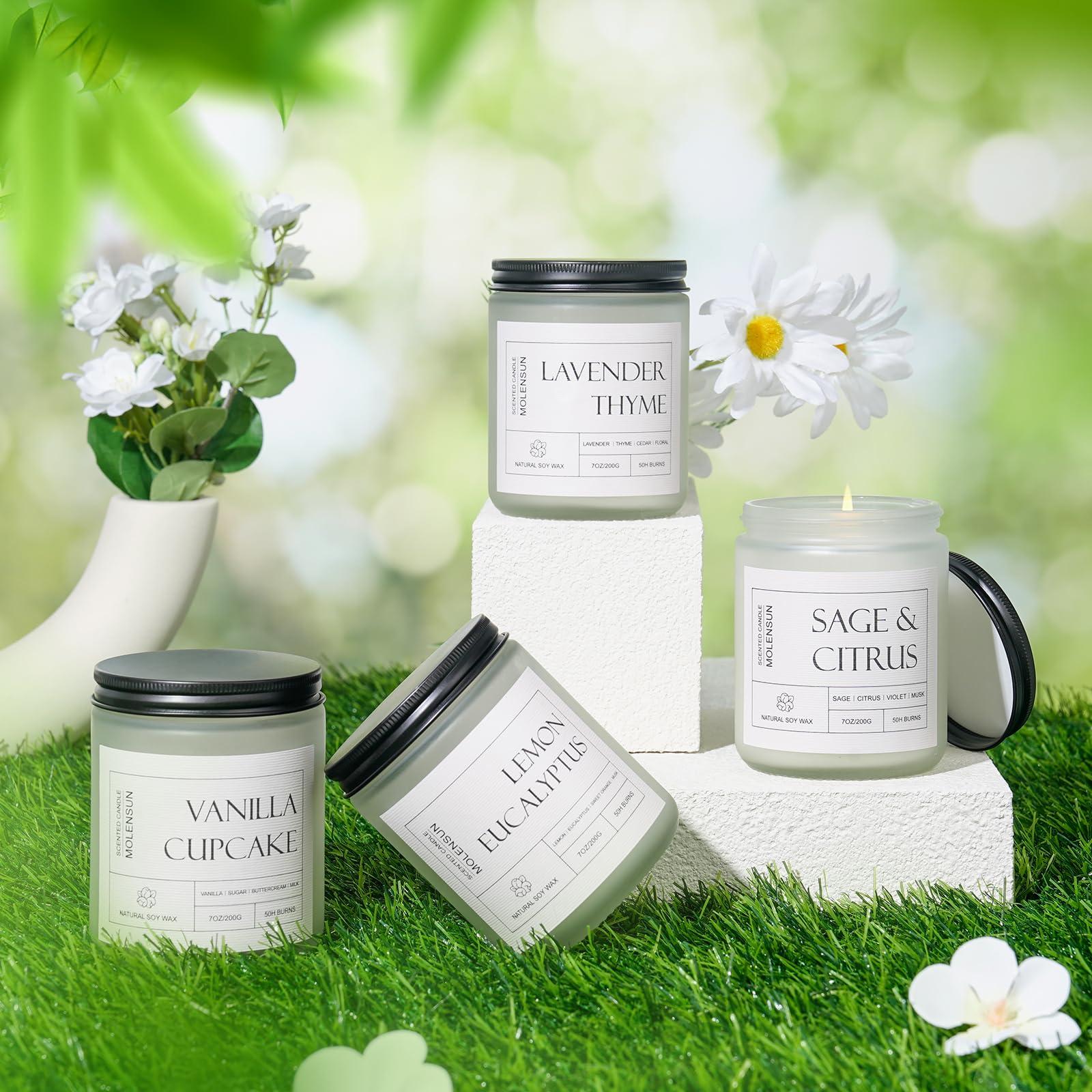 Molensun Lemon Eucalyptus Scented Candles, Mother's Day Gifts, Aromatherapy Jar Candle, 7 oz Long Lasting Candles, Soy Wax Candle Gift for Women - Image 6