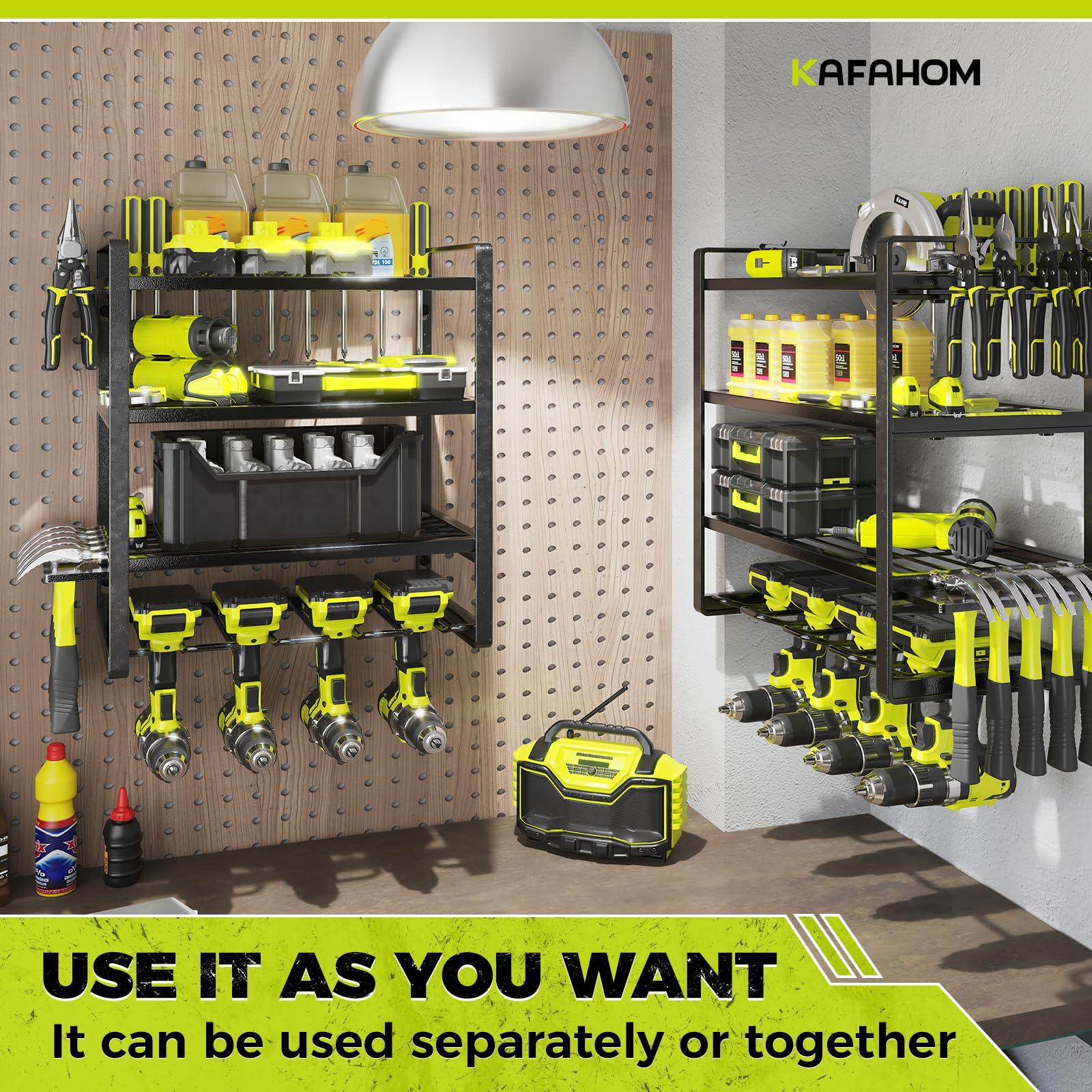 KAFAHOM Power Tool Organizer, 8 Drill Holder Wall Mount, 4 Layers Garage Tool Organizers and Storage Rack, Tool Shelf with Screwdriver/Plier/Hammer Holder - Image 6