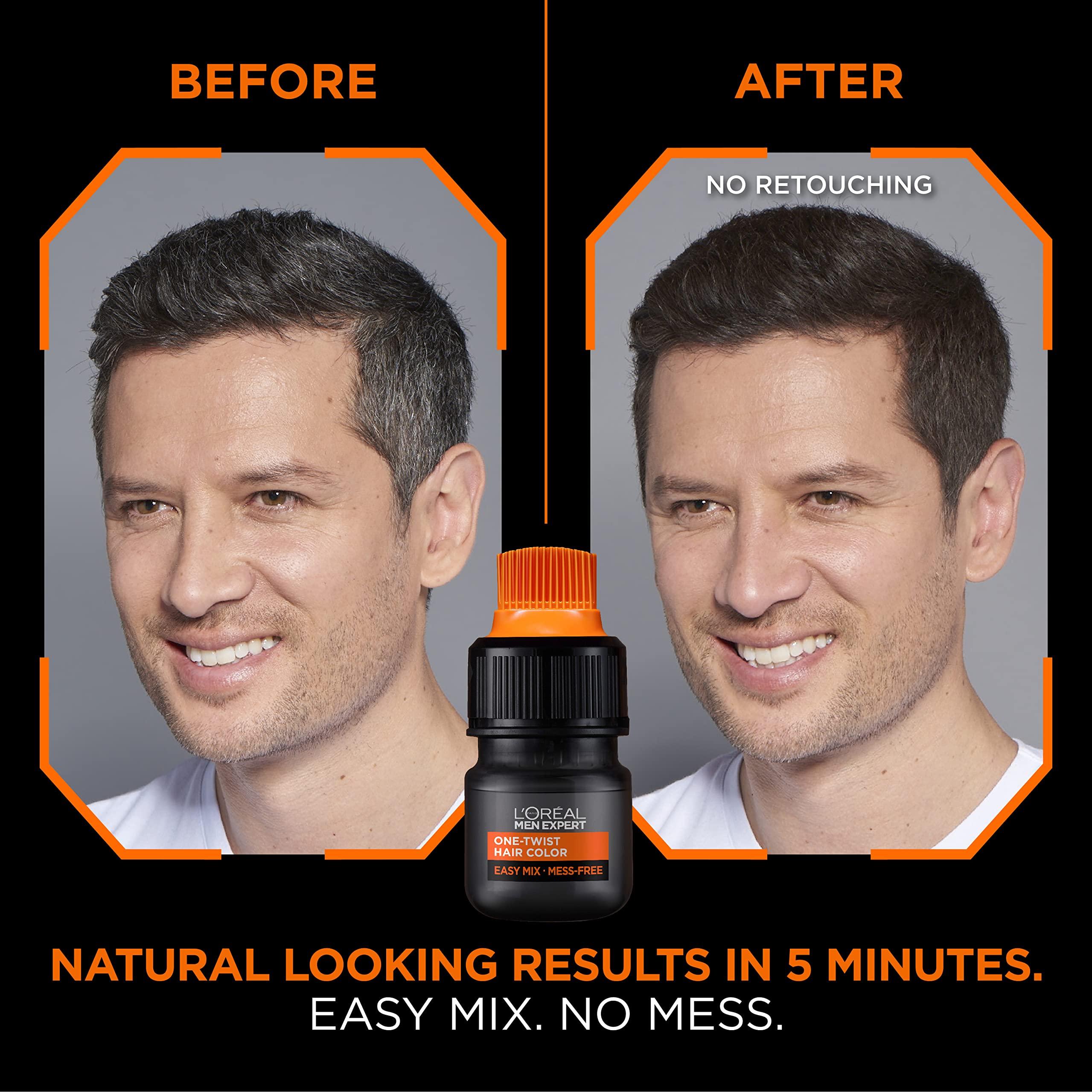 L’Oreal Paris Men Expert One Twist Mess Free Permanent Hair Color, Mens Hair Dye to Cover Grays, Easy Mix Ammonia Free Application, Dark Brown 03, 1 Application Kit - Image 4
