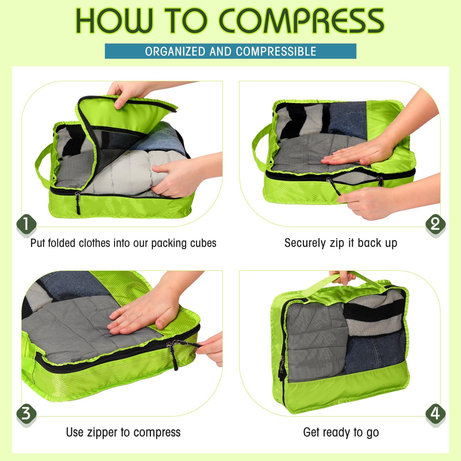 Bulyoou 5 Pcs Packing Cubes for Suitcase Large Travel Cubes Carry on Luggage Organizer Bags for Clothes Accessories(L,Green) - Image 4