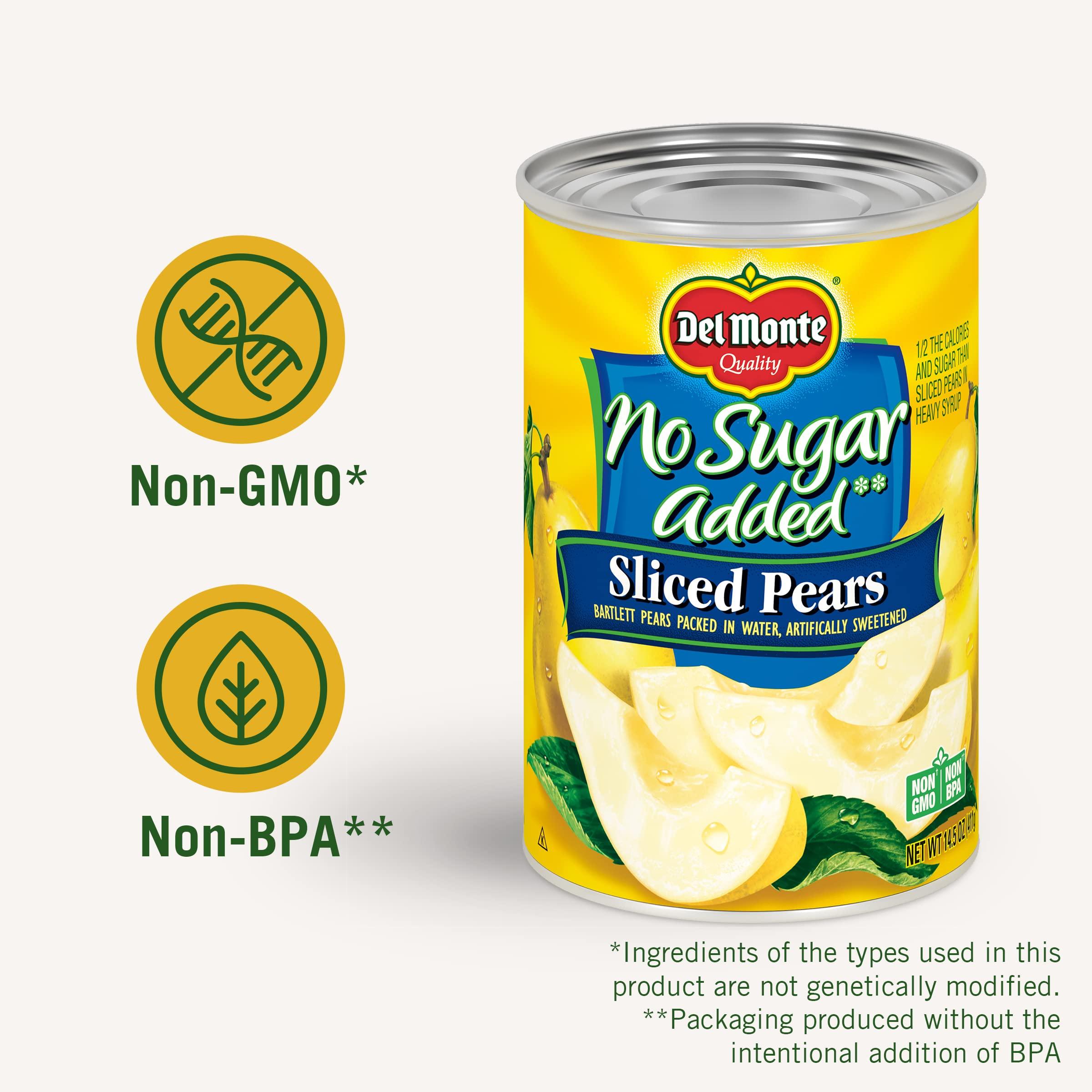 Del Monte Canned Bartlett Sliced Pears in Water, Artificially Sweetened, No Sugar Added, 14.5-Ounce - Image 7