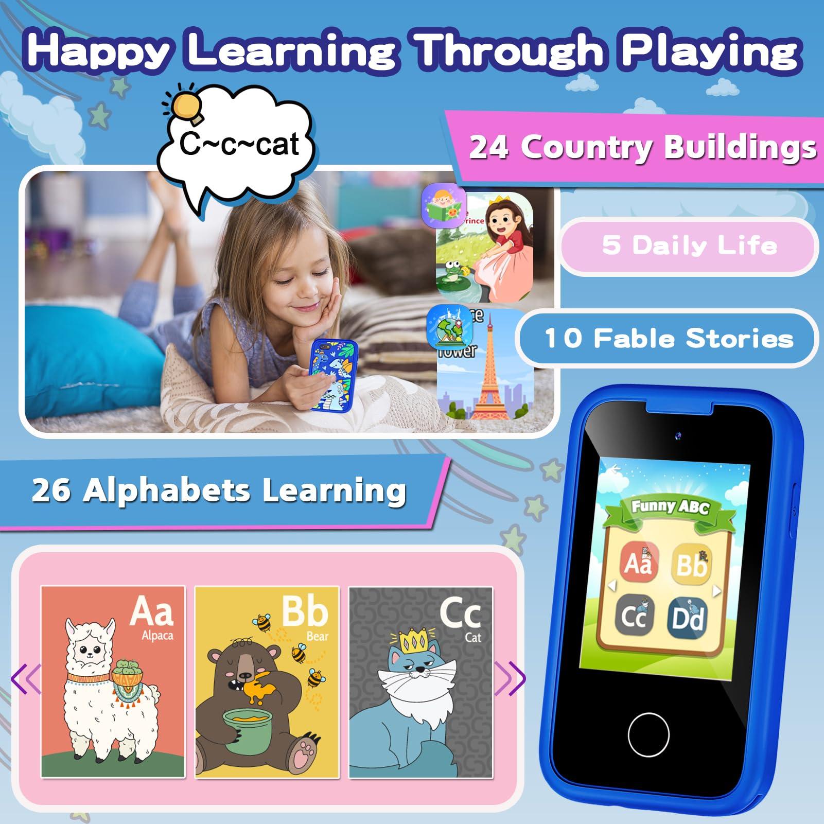Kids Smart Phone for Boys, Christmas Birthday Gifts for Boy Girl Age 3-10 Kids Toys Cell Phone, 2.8" Touchscreen Toddler Learning Play Toy Phone with Dual Camera, Game, Music Player, 8GB Card Blue - Image 4
