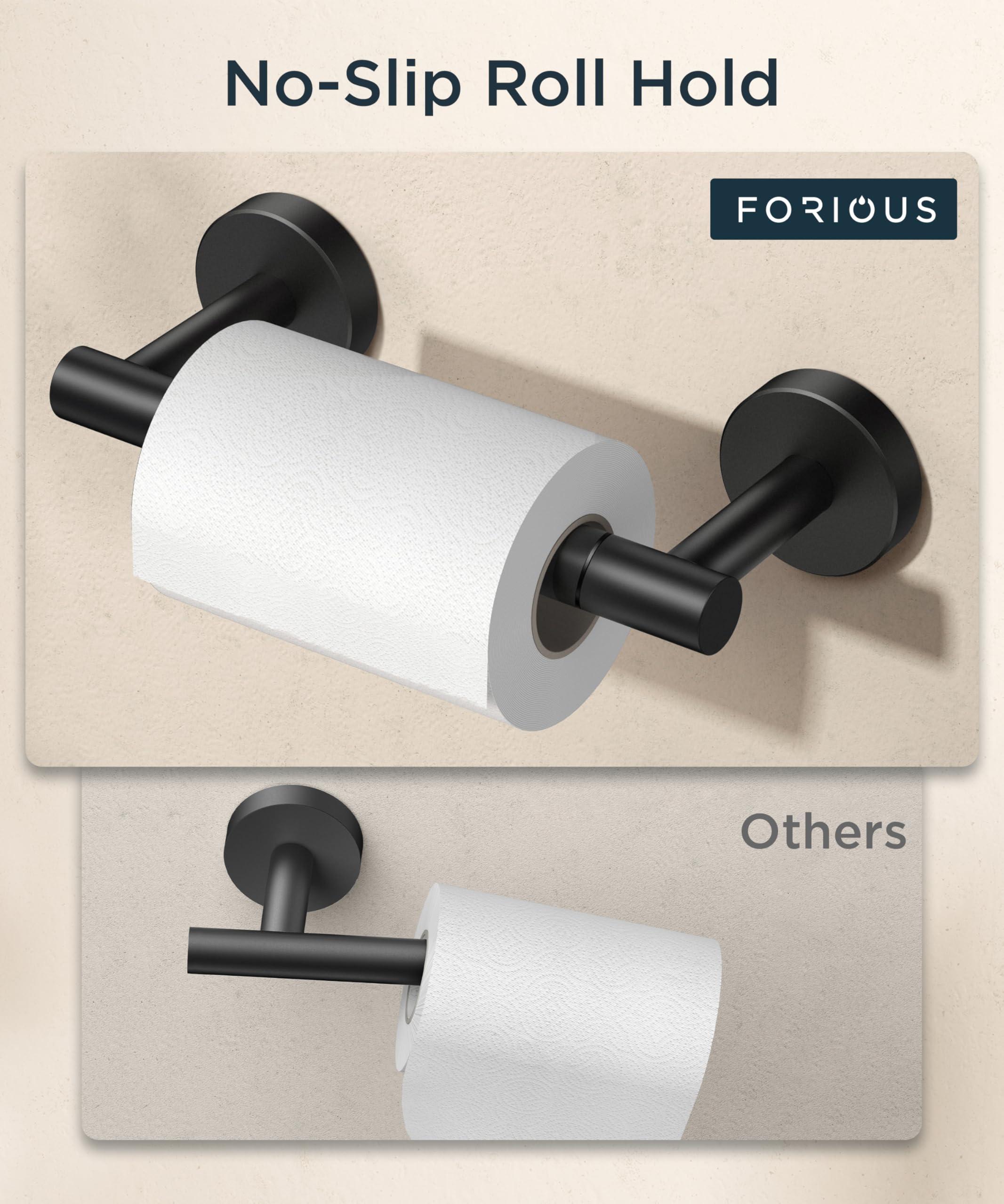 FORIOUS Toilet Paper Holder Wall Mount, Stainless Steel Rustproof Double Post Pivoting Tissue Roll Holder for Bathroom, Commercial Toilet Paper Dispenser (1, Matte Black) - Image 6
