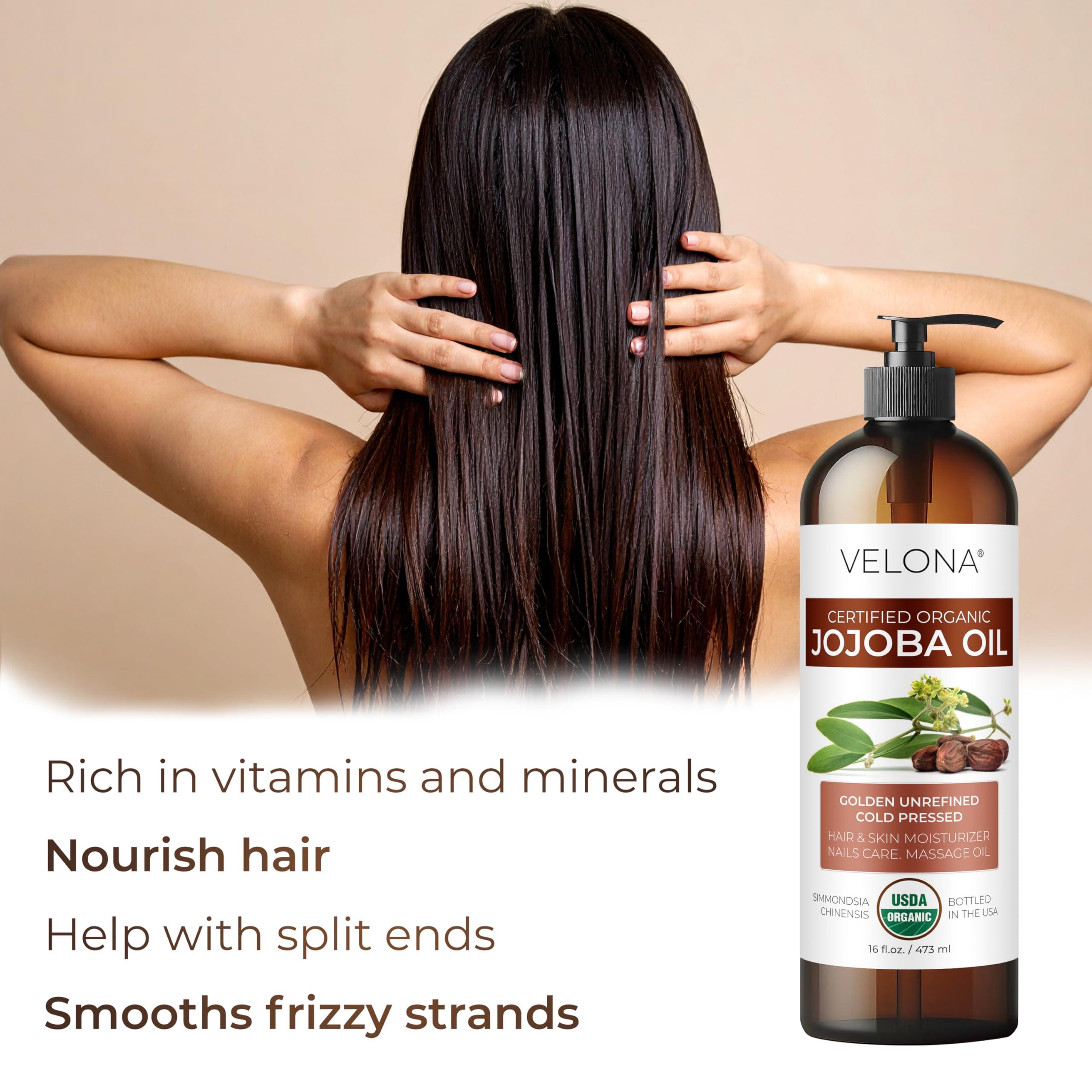 velona Jojoba Oil USDA Certified Organic - 32 fl oz (With Pump) | 100% Pure and Natural | Golden, Unrefined, Cold Pressed, Hexane Free | Moisturizing Face, Hair, Body, Skin Care - Image 5