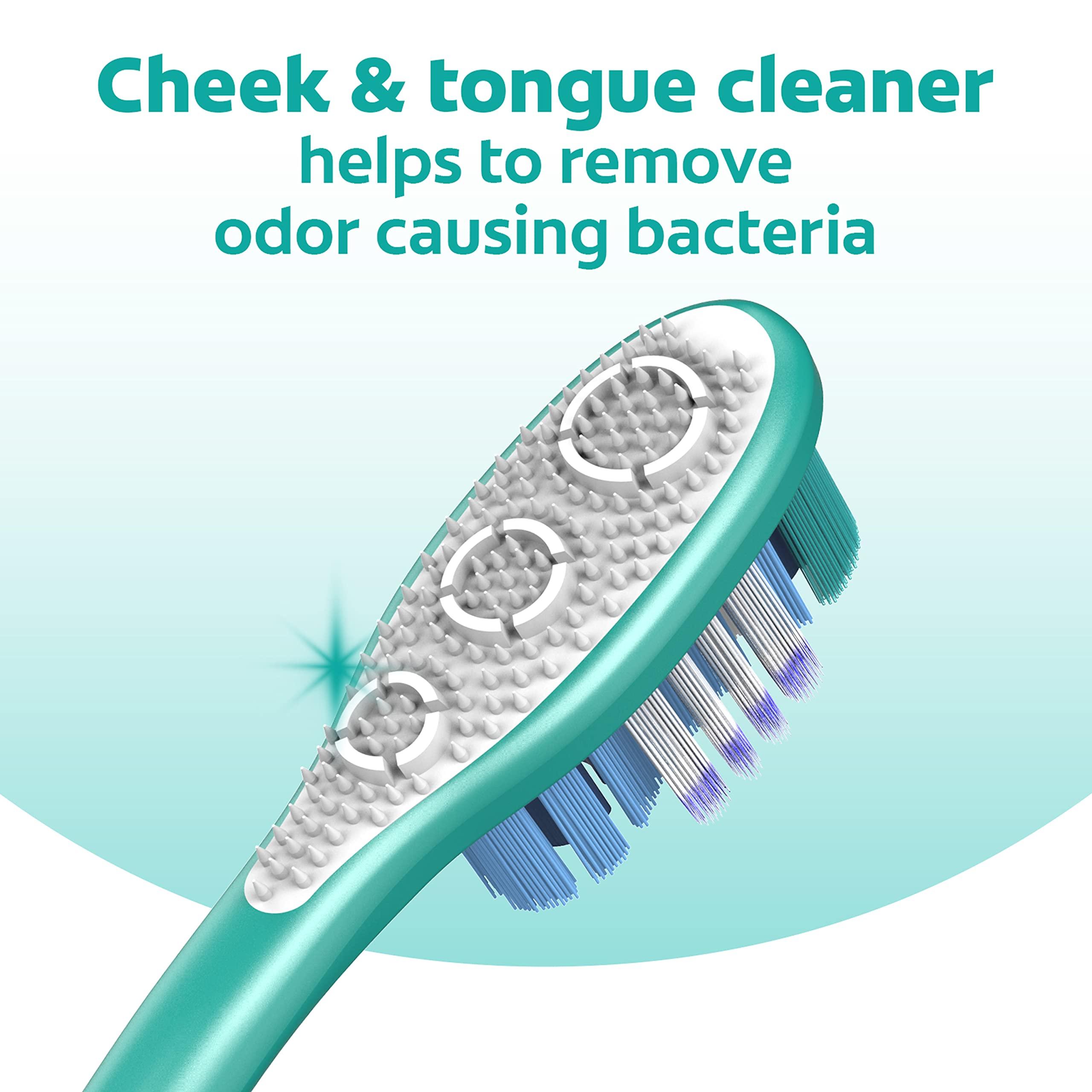 Colgate 360 Whole Mouth Toothbrush, Adult Soft Toothbrush With Tapered Bristles, Features Tongue Cleaner and Ergonomic Handle, Helps Whiten Teeth and Removes Bacteria, 4 Pack - Image 8