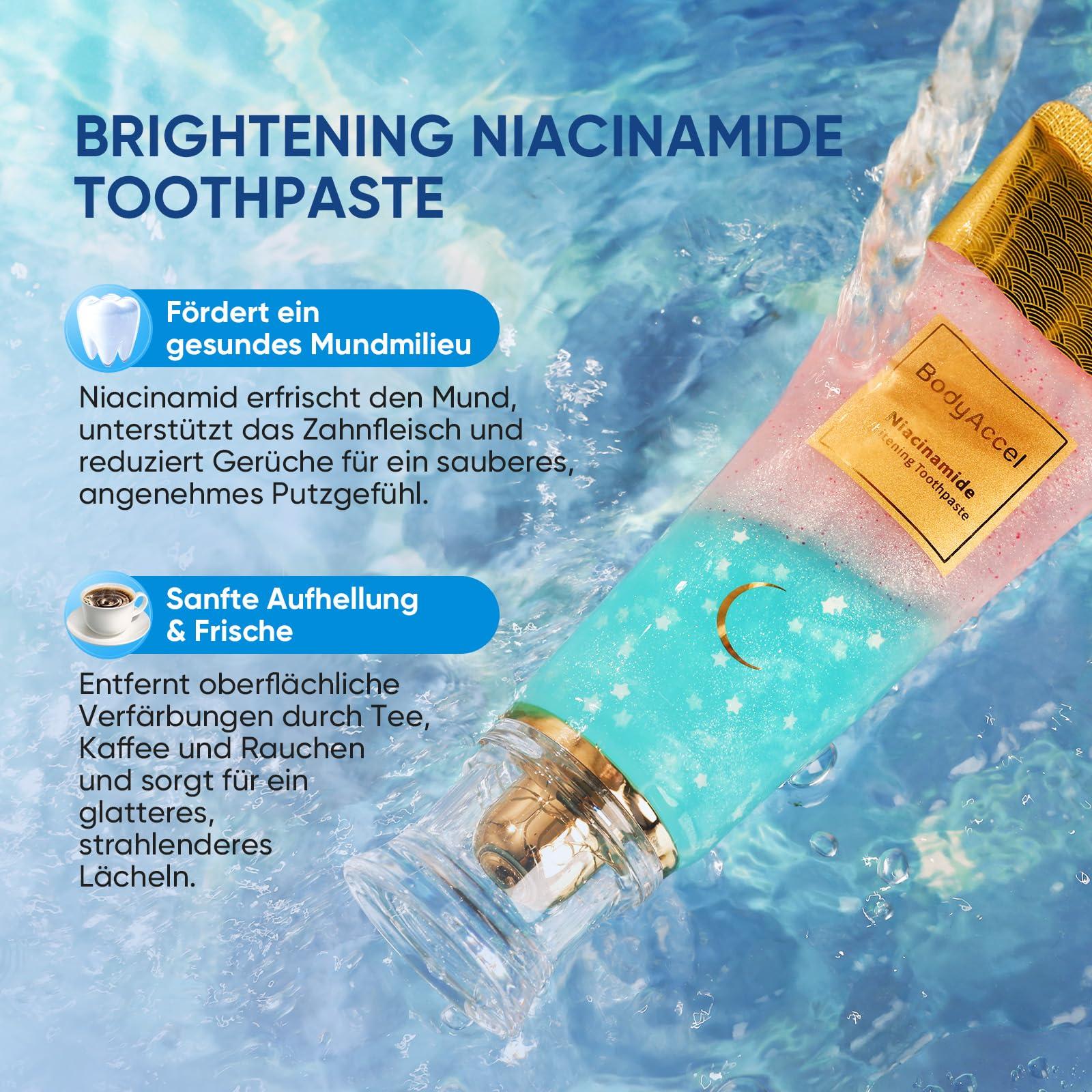 Niacinamide Whitening Toothpaste – BodyAccel Natural Whitening Toothpaste with Niacinamide, Gentle Formula for Brighter Teeth & Fresh Breath, 2-Pack (2) - Image 2