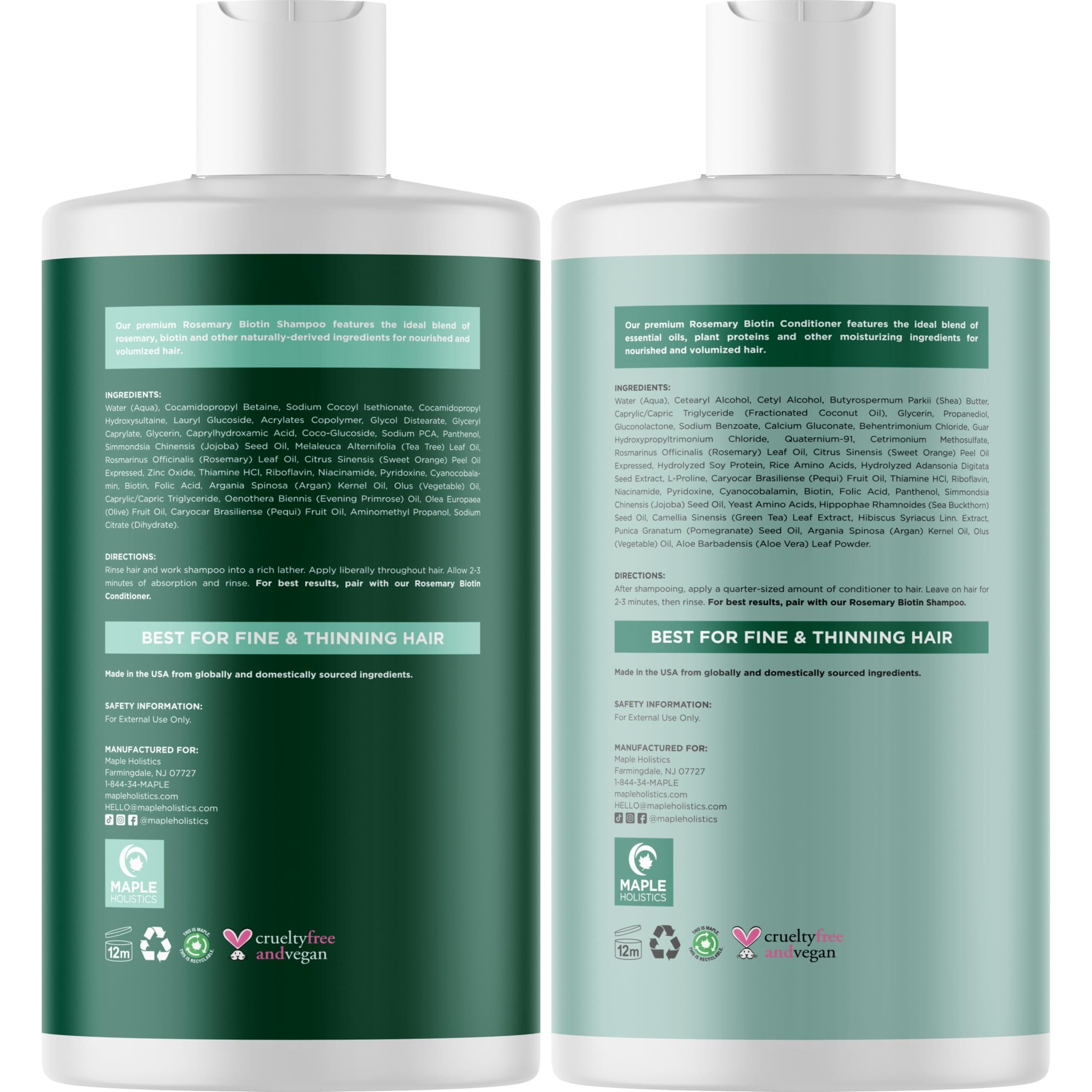 Biotin Rosemary Shampoo and Conditioner Set - Vegan Sulfate Free Biotin Shampoo and Conditioner Set Hair Growth Complex with Volumizing Rosemary Essential Oil for Fine Weak & Dull Hair - Image 6