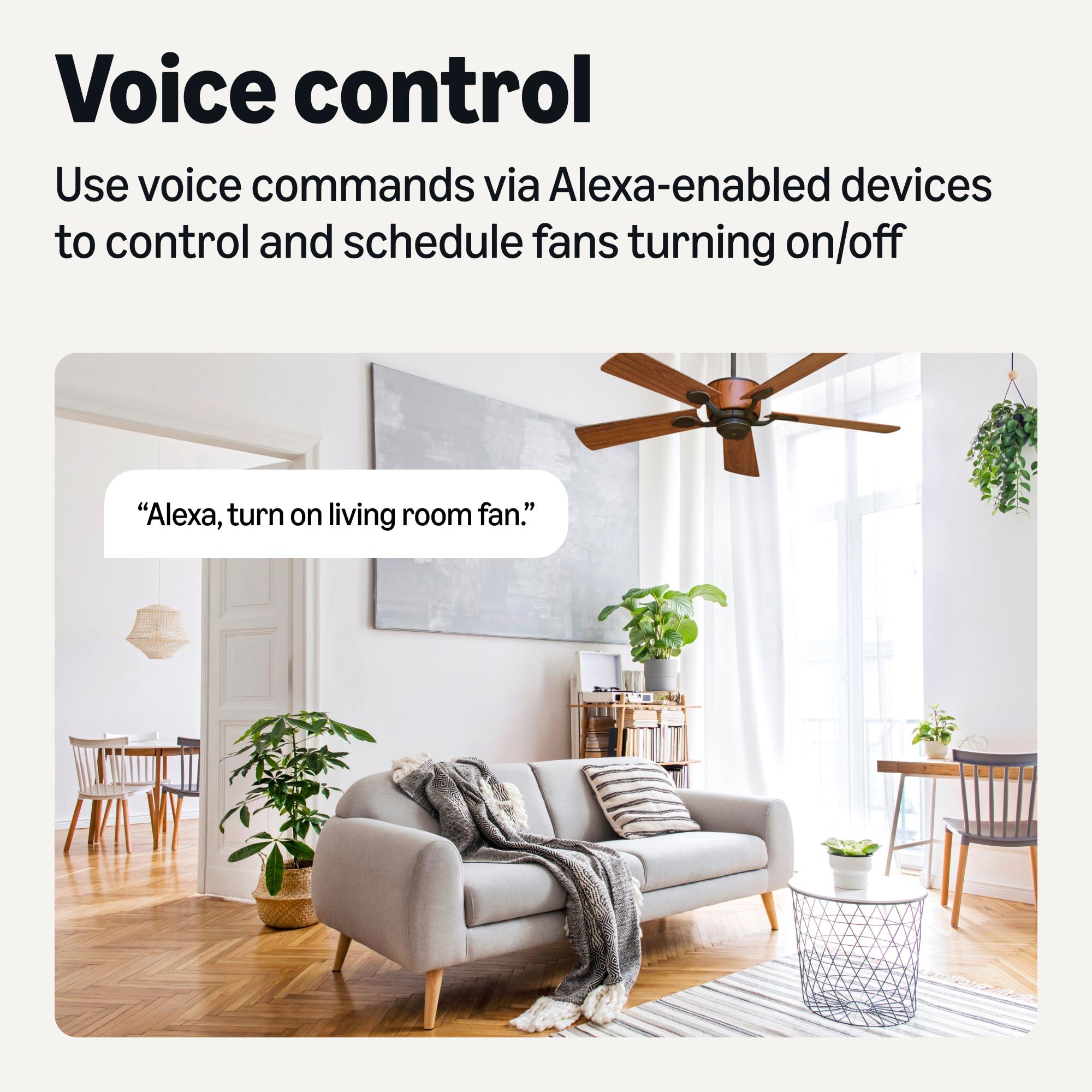 Amazon Basics Smart Fan Control Switch, Single Pole, Works with Alexa Only, 2.4 GHz Wi-Fi, No Hub Required, White - Image 3