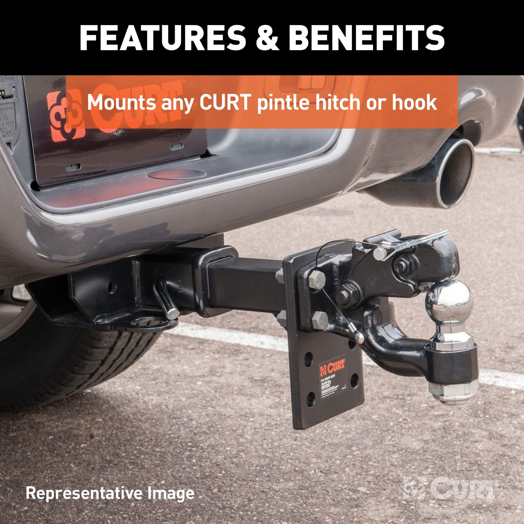 CURT 48329 Adjustable Pintle Mount for 2-1/2-Inch Hitch Receiver, 18,000 lbs, 6-1/2-Inch Drop, 8-Inch Length - Image 4