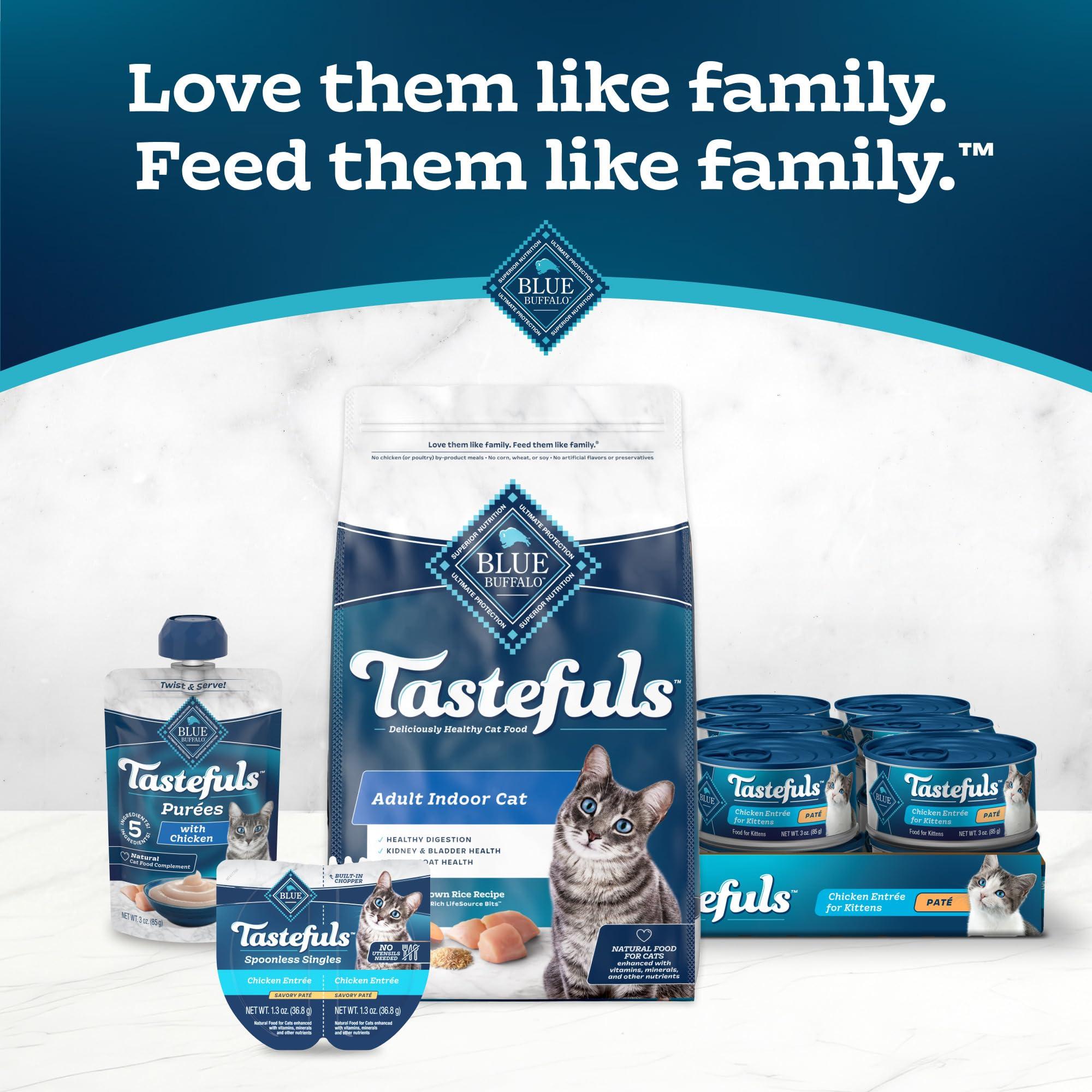Blue Buffalo Tastefuls Wet Cat Food Paté Variety Pack, Made with Natural Ingredients, Chicken, Turkey & Chicken, Ocean Fish & Tuna Entrées, 5.5-oz Cans (24 Count, 8 of Each) - Image 8