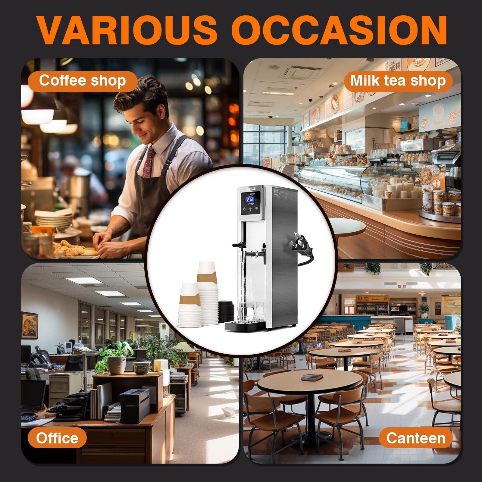 WantJoin Hot Water Dispenser Commercial Water Boiler 20L(5.2GAL)/Hour Step-Heating Electric Countertop Water Dispenser Automatic Temperature Control 32°F-212°F, for Boba Tea Coffee Shop Office 1800W - Image 7