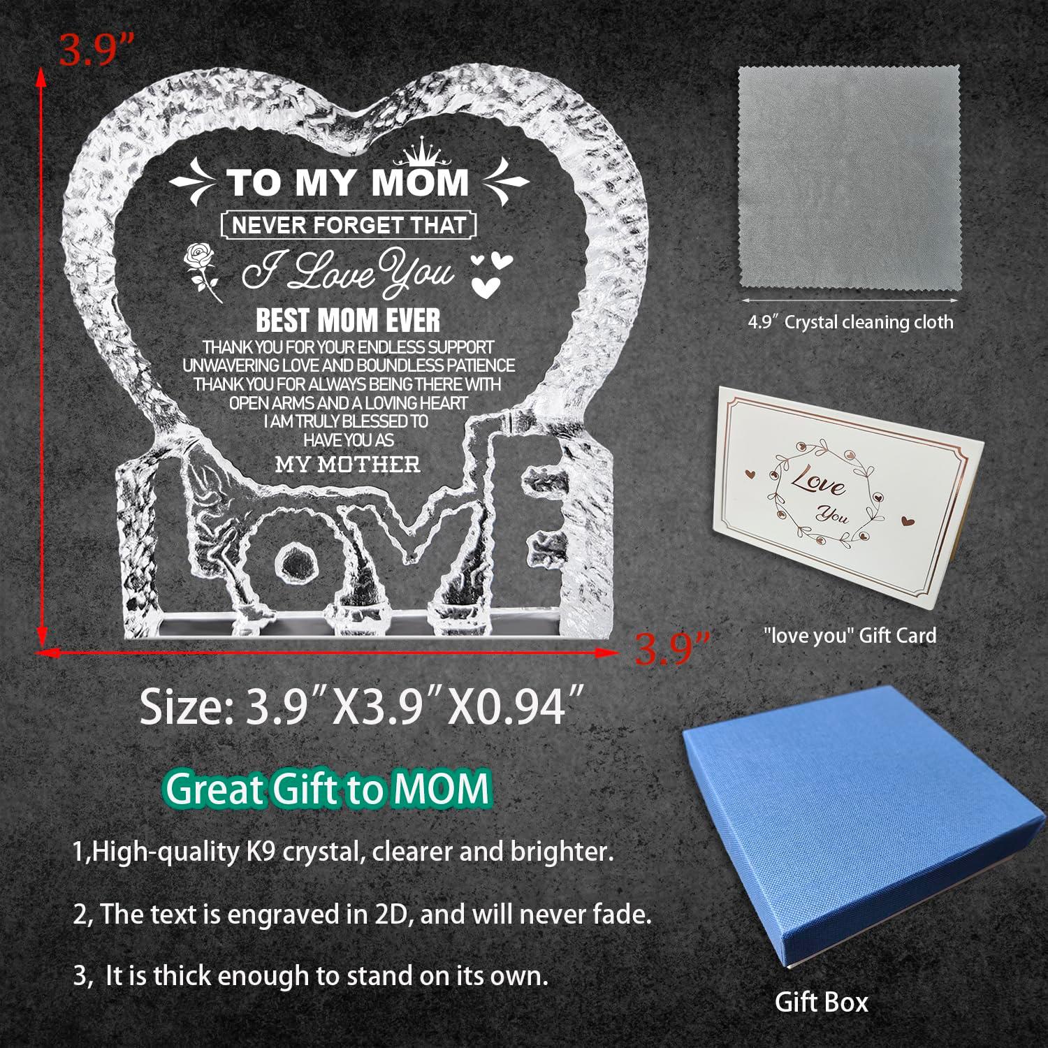 K-MLICE Mothers Day Mom Gifts, Birthday Crystal Gifts for Mom from Daughter Son Happy Mothers Day Anniversary Christmas Mama to My Mom Best Presents - Image 3