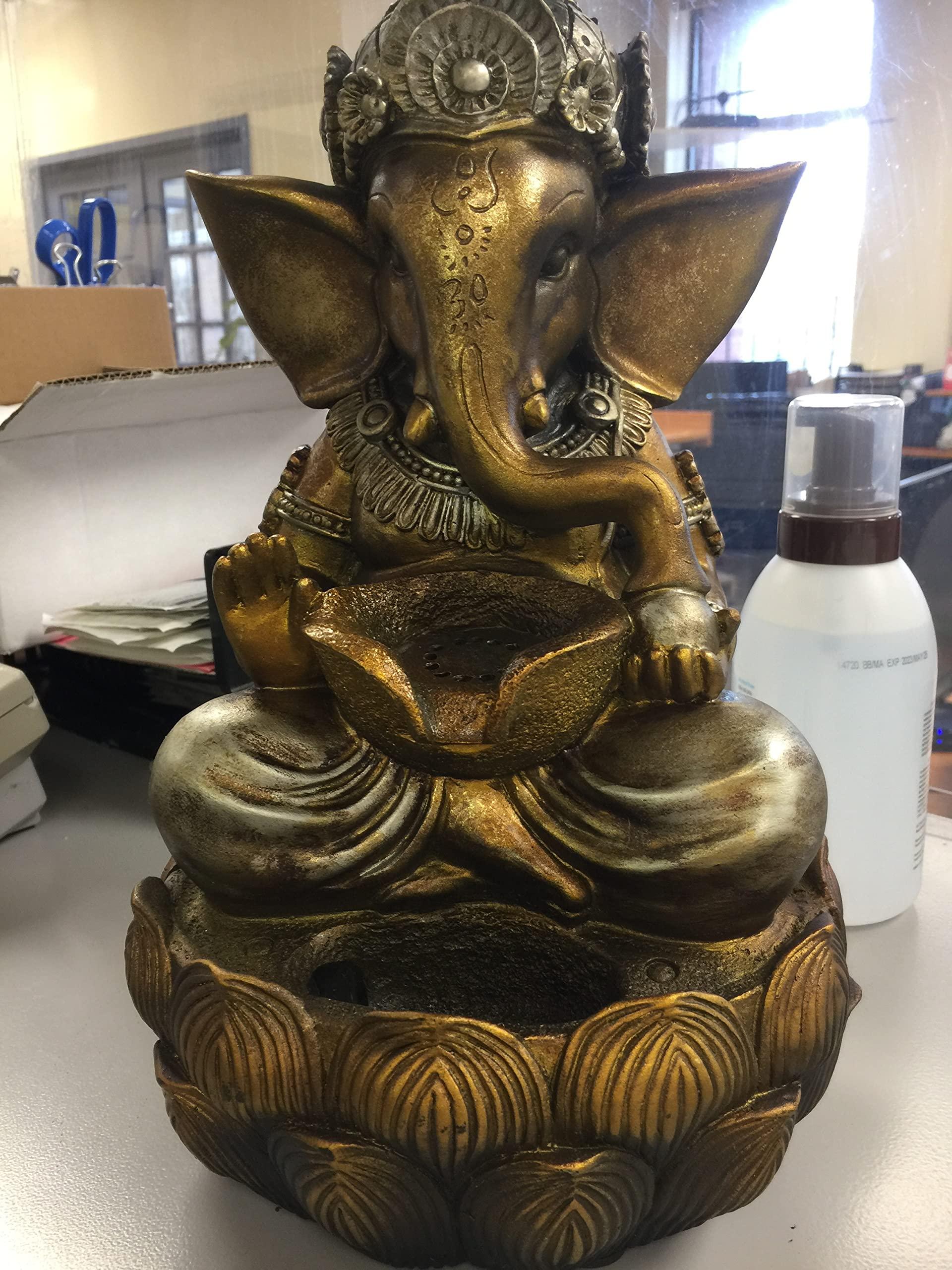 Hi-Line Gift Fountain-Tabletop Lord Ganesh Sculptural Fountain with WT LED