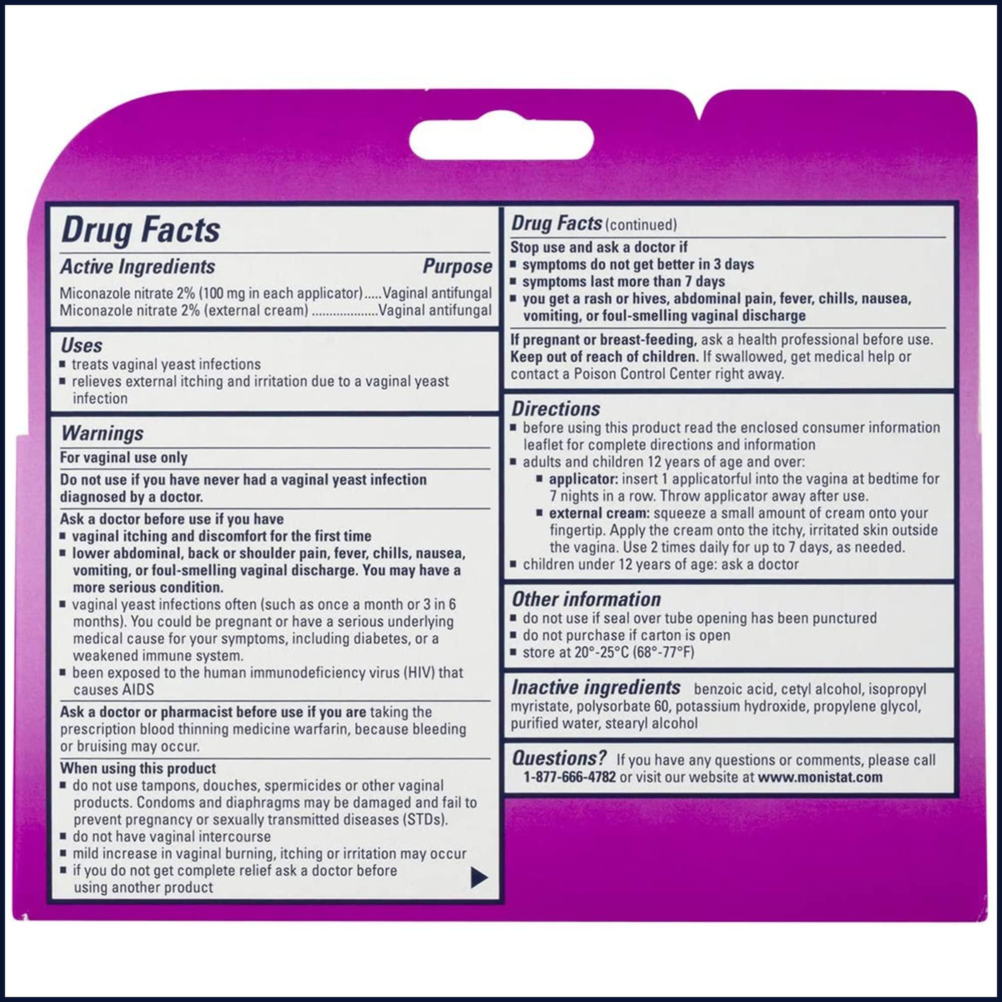 Monistat 7 Day Yeast Infection Treatment for Women, 7 Miconazole Cream Applications with Disposable Applicators + 10 fl oz Boric Acid Feminine Cleanser - Image 9