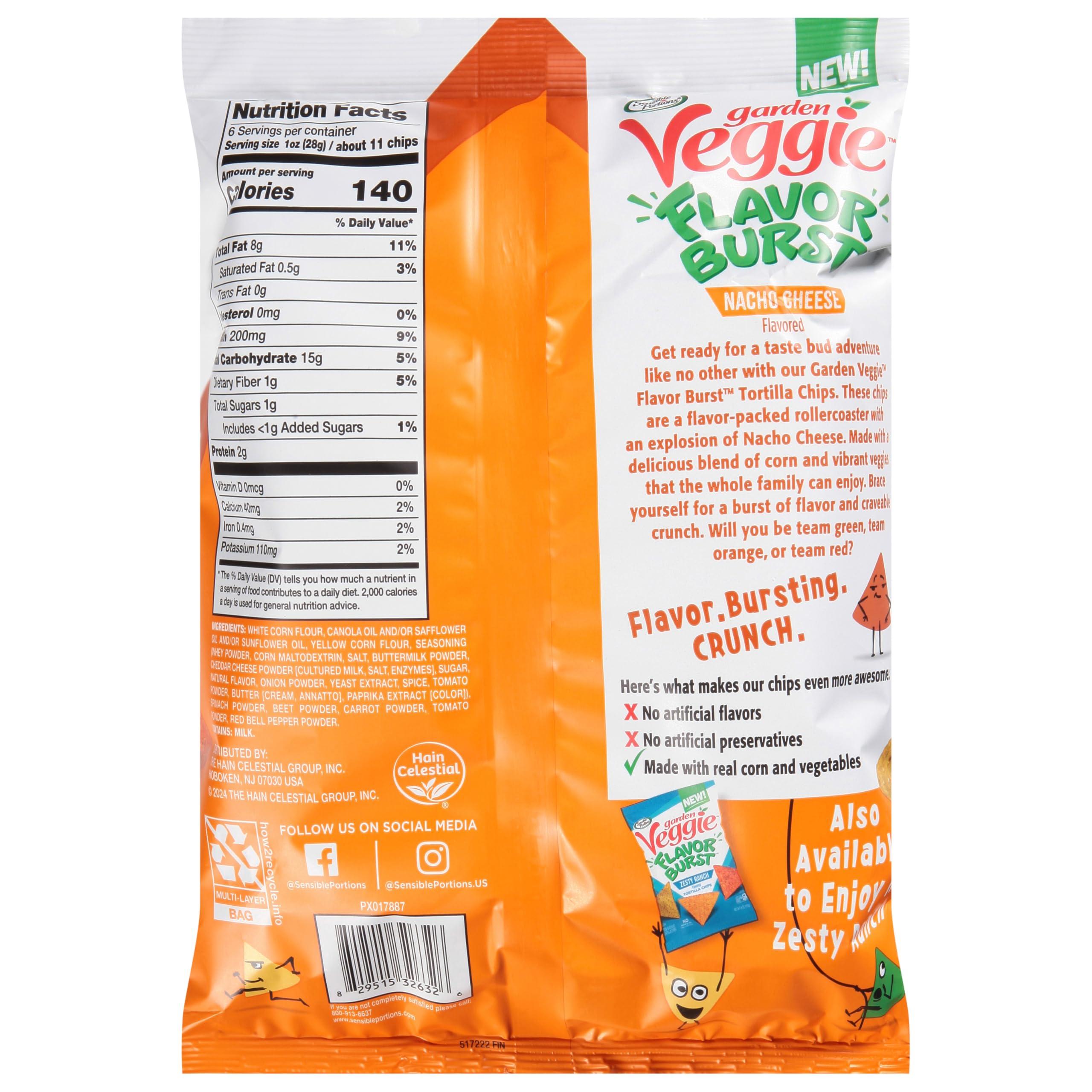Sensible Portions Garden Veggie Flavor Burst Tortilla Chips, Nacho, 6 Oz - Image 2