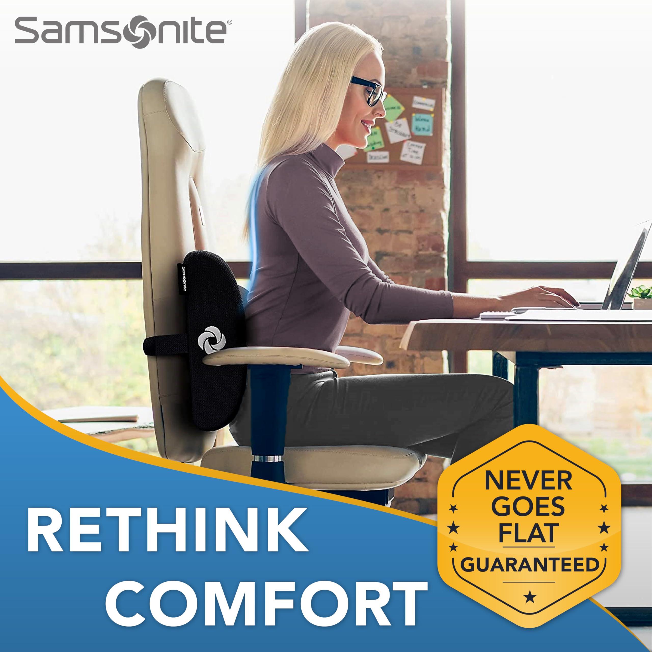 SAMSONITE Lumbar Support Pillow For Office Chair and Car Seat, Perfectly Balanced Memory Foam , Versatile Use Lower Back Cushion - Image 3