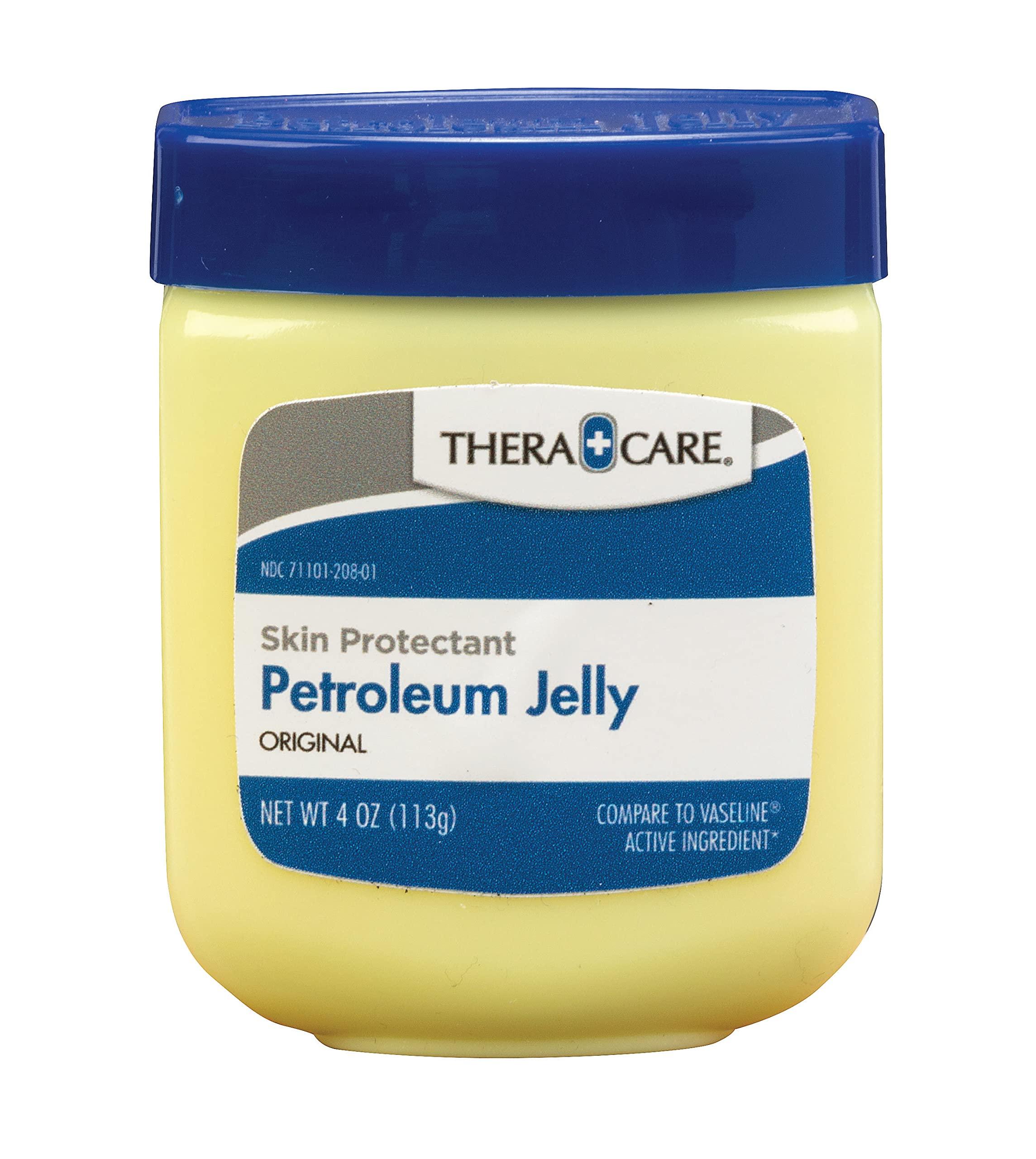 Thera Care Petroleum Jelly Skin Protectant | Ideal for Dry, Itchy, Sensitive Skin | Provides Dry Skin Relief | Protects Minor Cuts, Scrapes & Burns | 4 oz.