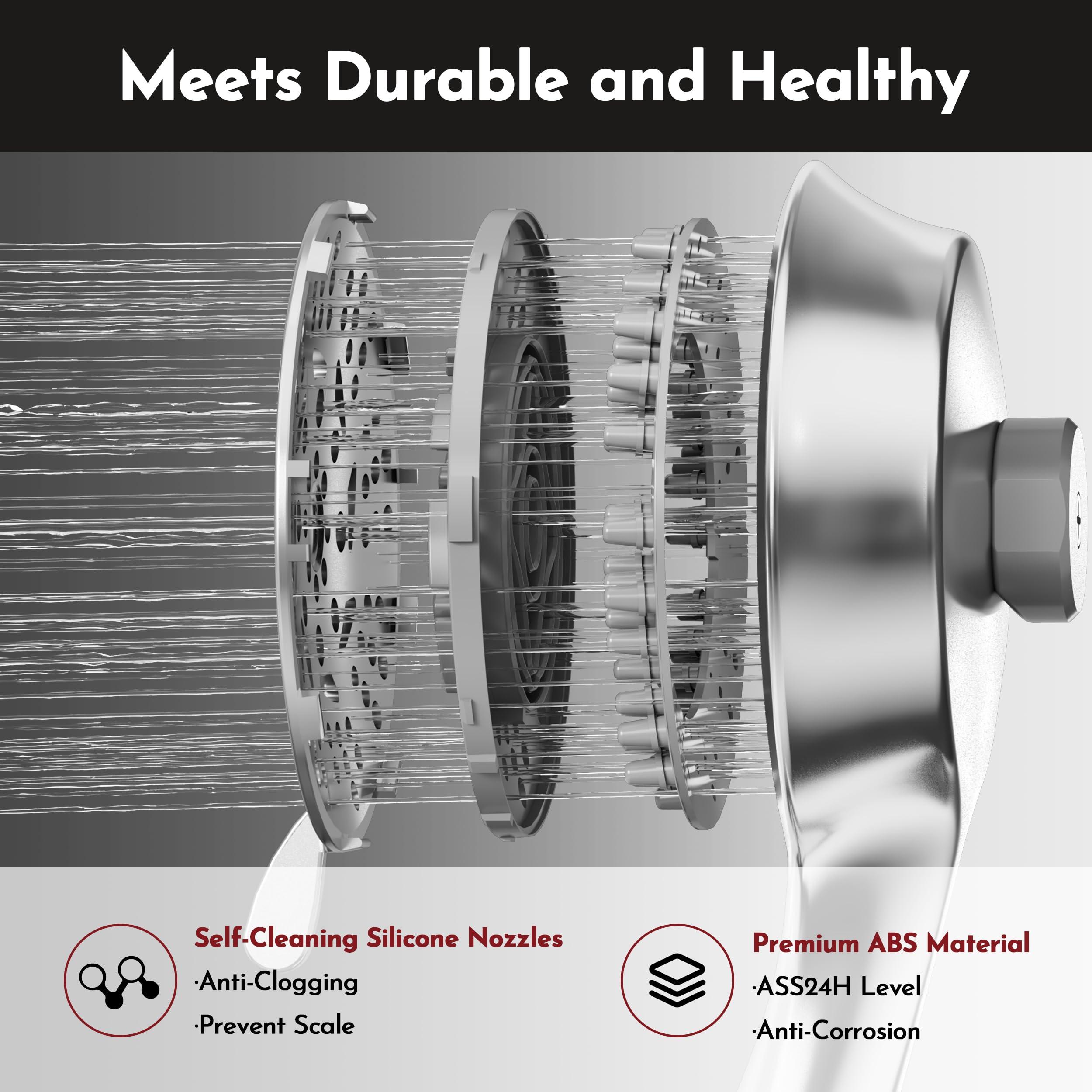 PRIMSOPH Shower Head Handheld Spray Combo 10 Mode Spray Settings Magnetic 2-in-1 High Pressure Dual Showerhead Auto-Switch Square Combination, Chrome - Image 5