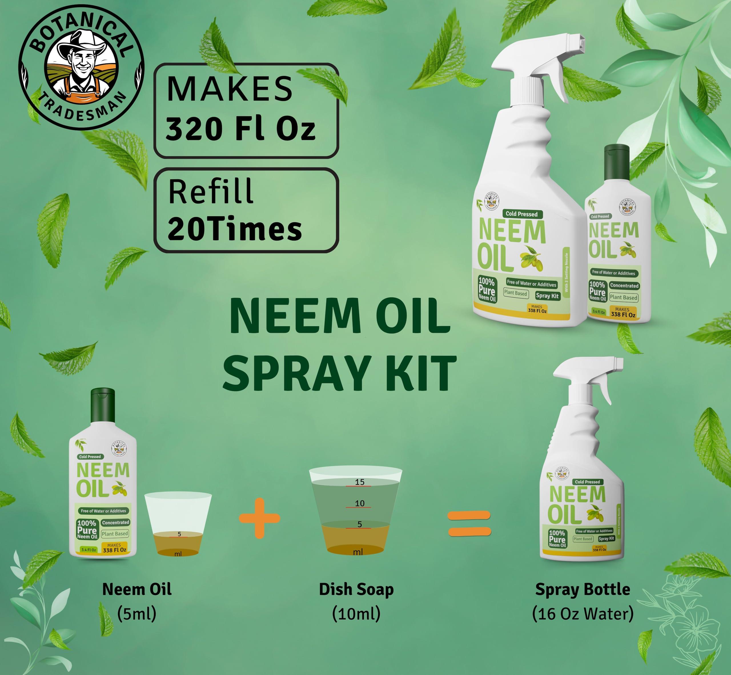 Neem Oil Spray for Plants-Kit Makes 320 fl oz -Refill 20 Times-Pure Cold Pressed Neem Oil - Image 6