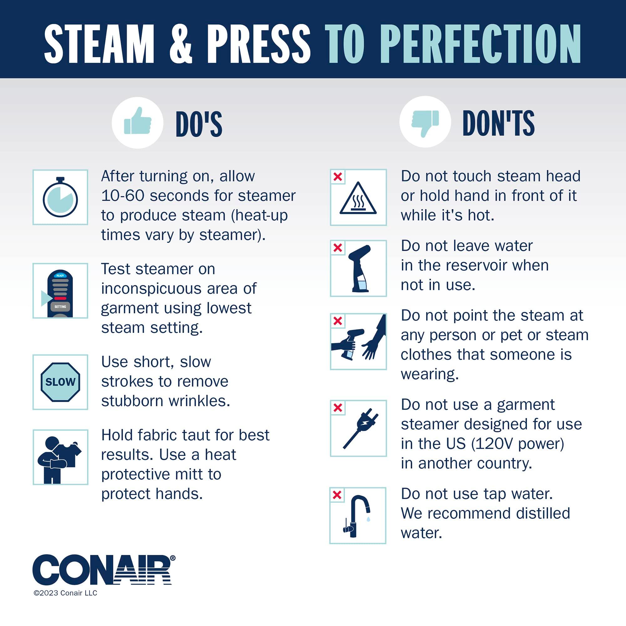 Conair Handheld Garment Steamer for Clothes, Turbo ExtremeSteam 1875W, Portable Handheld Design, Strong Penetrating Steam, White / Champagne - Image 7
