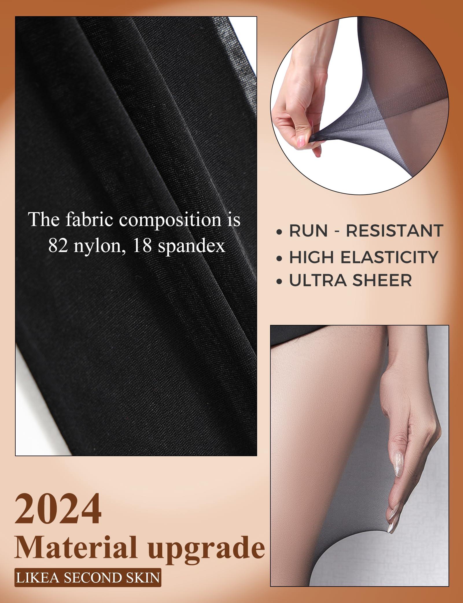 Buauty 2 Pairs Sheer Black Tights for Women -20D High Waist women's Pantyhose,Plus Size Nylon Stockings - Image 3