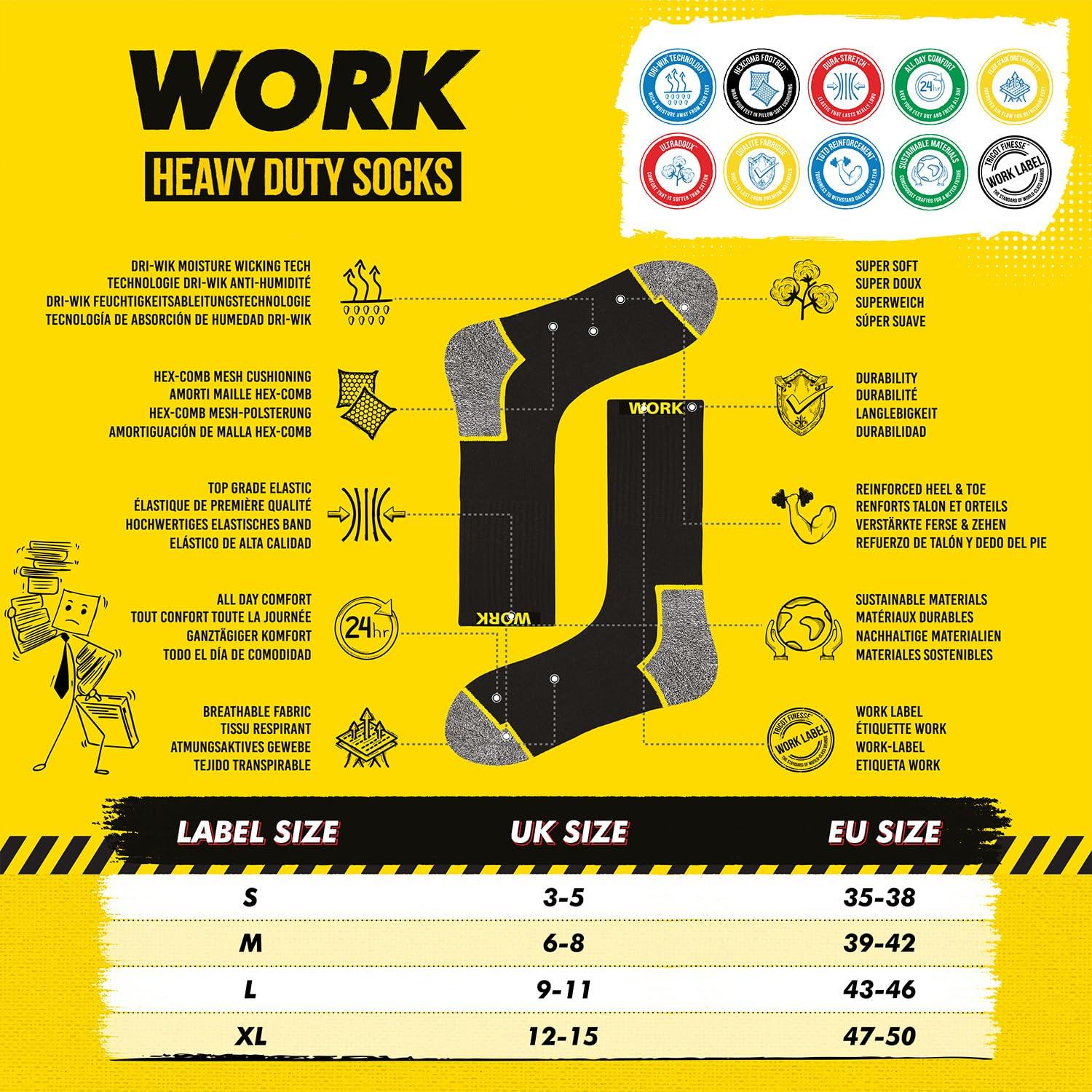 SOXCO WORK Socks for Men Crew Length Black Socks 10 Pairs - Image 3