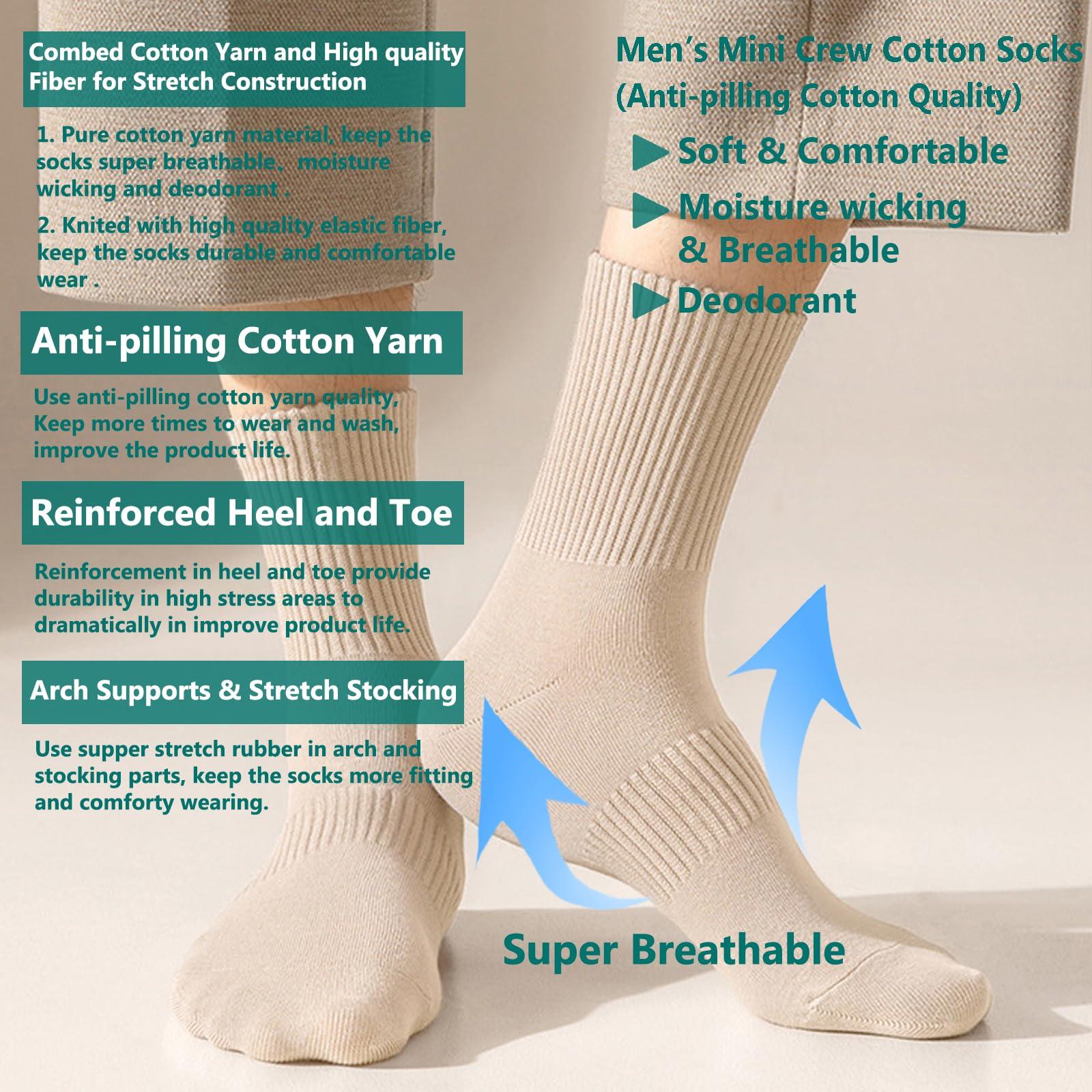 MAGIARTE Mens Athletic Cotton Quarter Crew Socks Moisture Wicking Odor Control Arch Support Compression Running Socks for men - Image 2